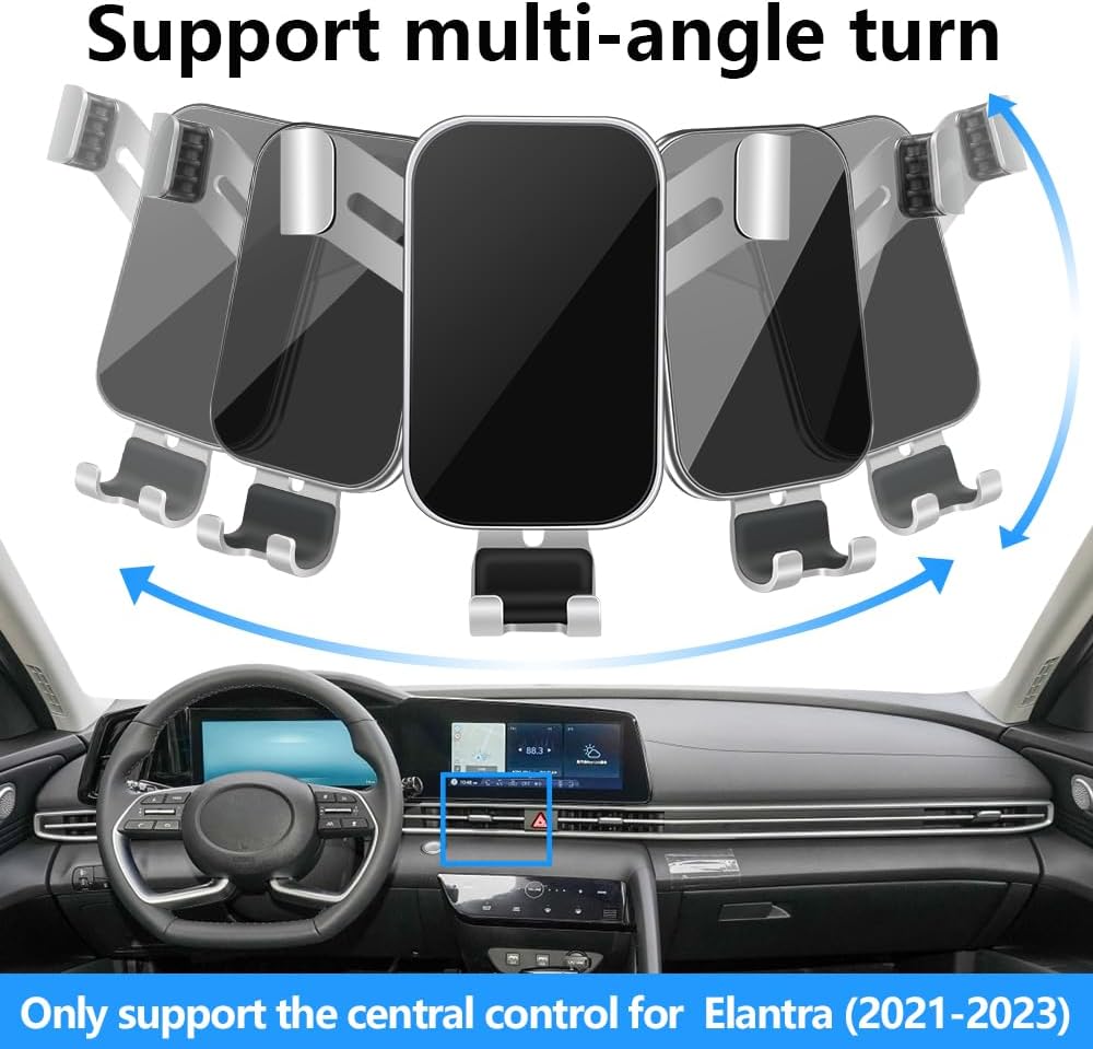 Car Phone Holder for Hyundai Elantra 2021 2022 2023 2024 and Elantra Hybrid 2021-2024 Auto Interior Accessories Best Cell Phones Mount Cellphone Mobile Cradle Charging Navigation Bracket Stand