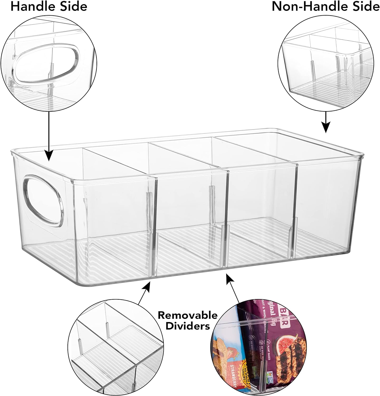 ClearSpace Plastic Pantry Organizers and Storage Bins with Removable Dividers – Perfect Kitchen Organization or Pantry Storage – Refrigerator Organizer Bins, Cabinet Organizers (2 Pack)