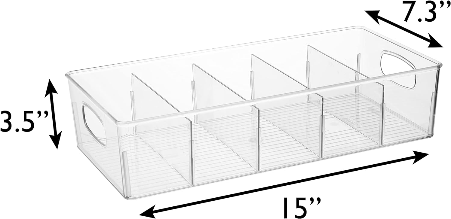 ClearSpace Plastic Pantry Organizers and Storage Bins with Removable Dividers – Perfect Kitchen Organization or Pantry Storage – Refrigerator Organizer Bins, Cabinet Organizers (2 Pack)