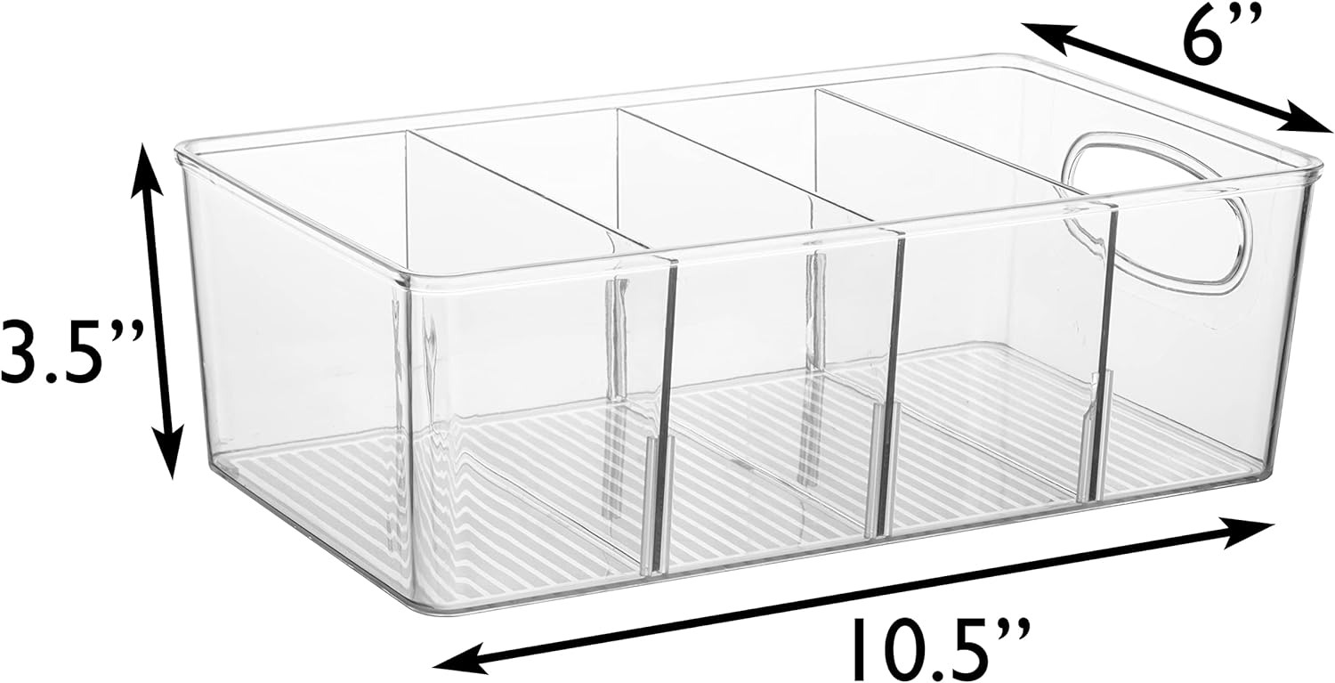 ClearSpace Plastic Pantry Organizers and Storage Bins with Removable Dividers – Perfect Kitchen Organization or Pantry Storage – Refrigerator Organizer Bins, Cabinet Organizers (2 Pack)