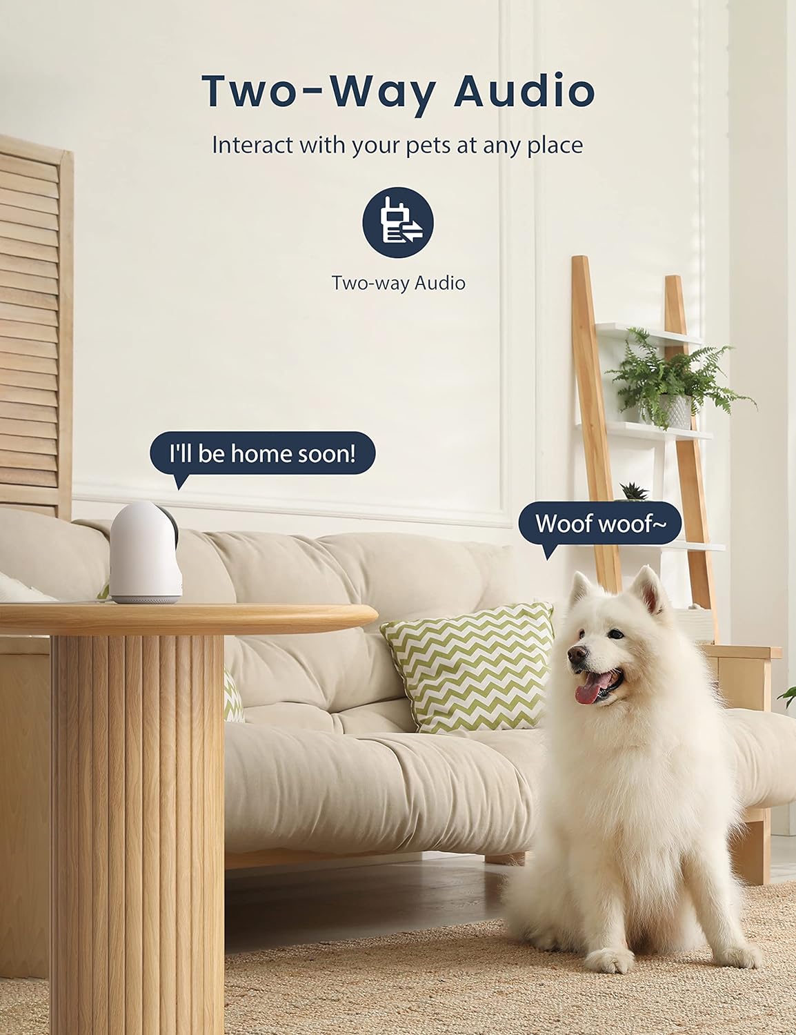 GNCC Pet Camera, Indoor Camera for Baby/Pet/Security with Night Vision, Dog Camera, 2-Way Audio, 2.4G WiFi, 360° PTZ Remote Control(Manual Up and Down), Smart Detection, SDCloud Storage, P1