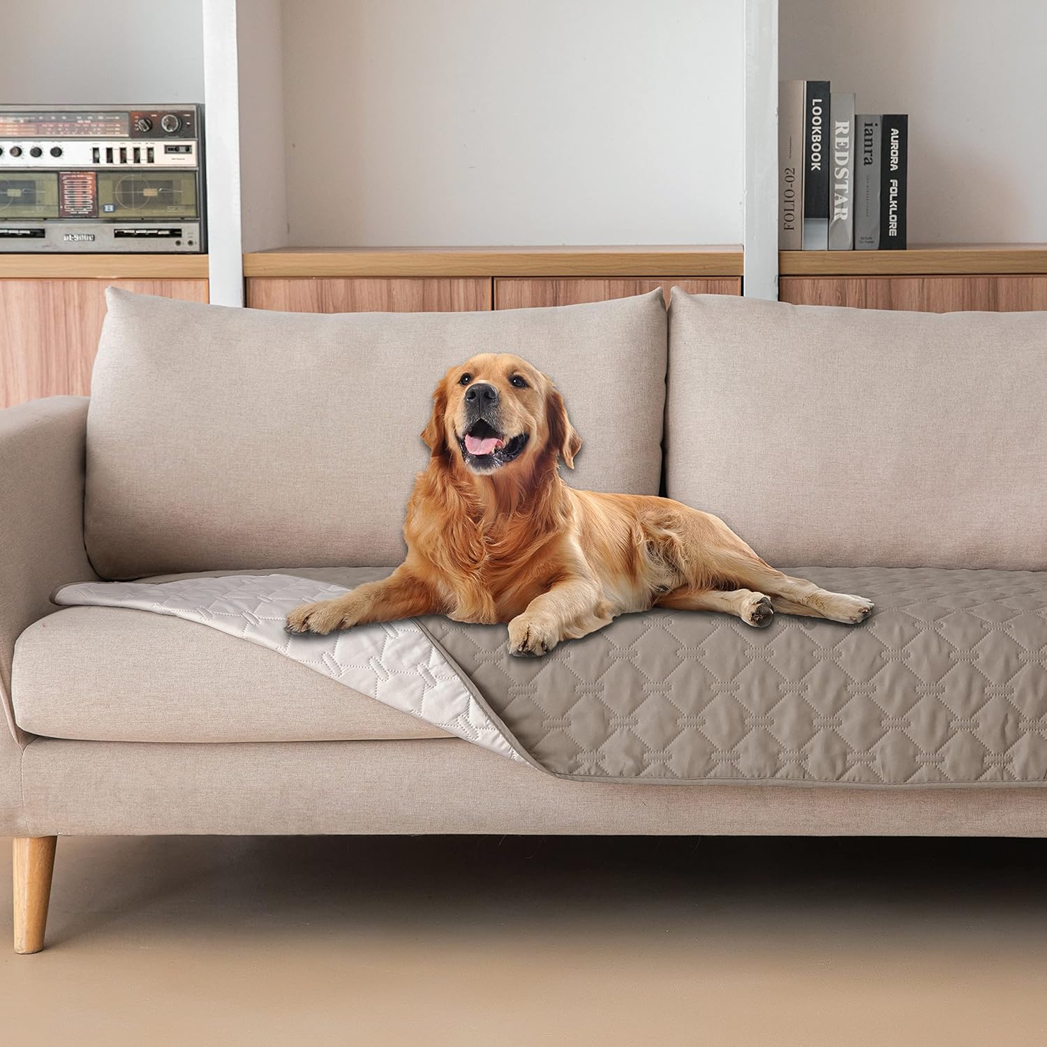 gogobunny 100% Double Sided Waterproof Dog Blanket Soft Pet Bed Cover Reversible Protect Furniture Couch Sofa Car for Puppy Cat Kids (Dark Stone/Light Stone, 30x70 Inch (Pack of 1))