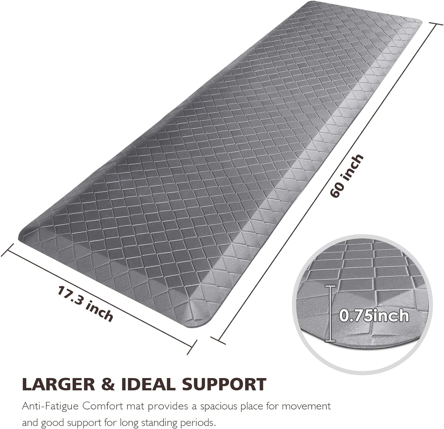 HappyTrends Kitchen Runner Rugs Anti-Fatigue mats,17.3x 28,Non Slip Waterproof Ergonomic Comfort Mat for Kitchen, Floor Home, Office, Sink, Laundry,Khaki