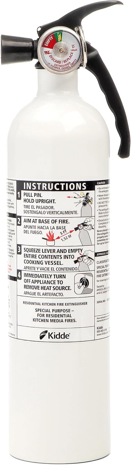Kidde Kitchen Fire Extinguisher, Home Use for Grease Fires, 3.9 Lbs., Wall Mount Included, White