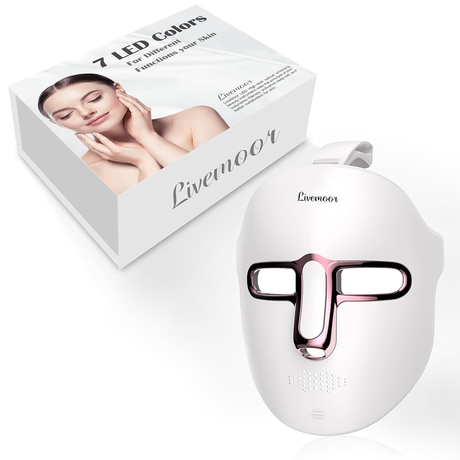 Led Face Mask Light Therapy At Home, Red Light Therapy Mask for Face, 7 Colors LED Face Mask Light Therapy