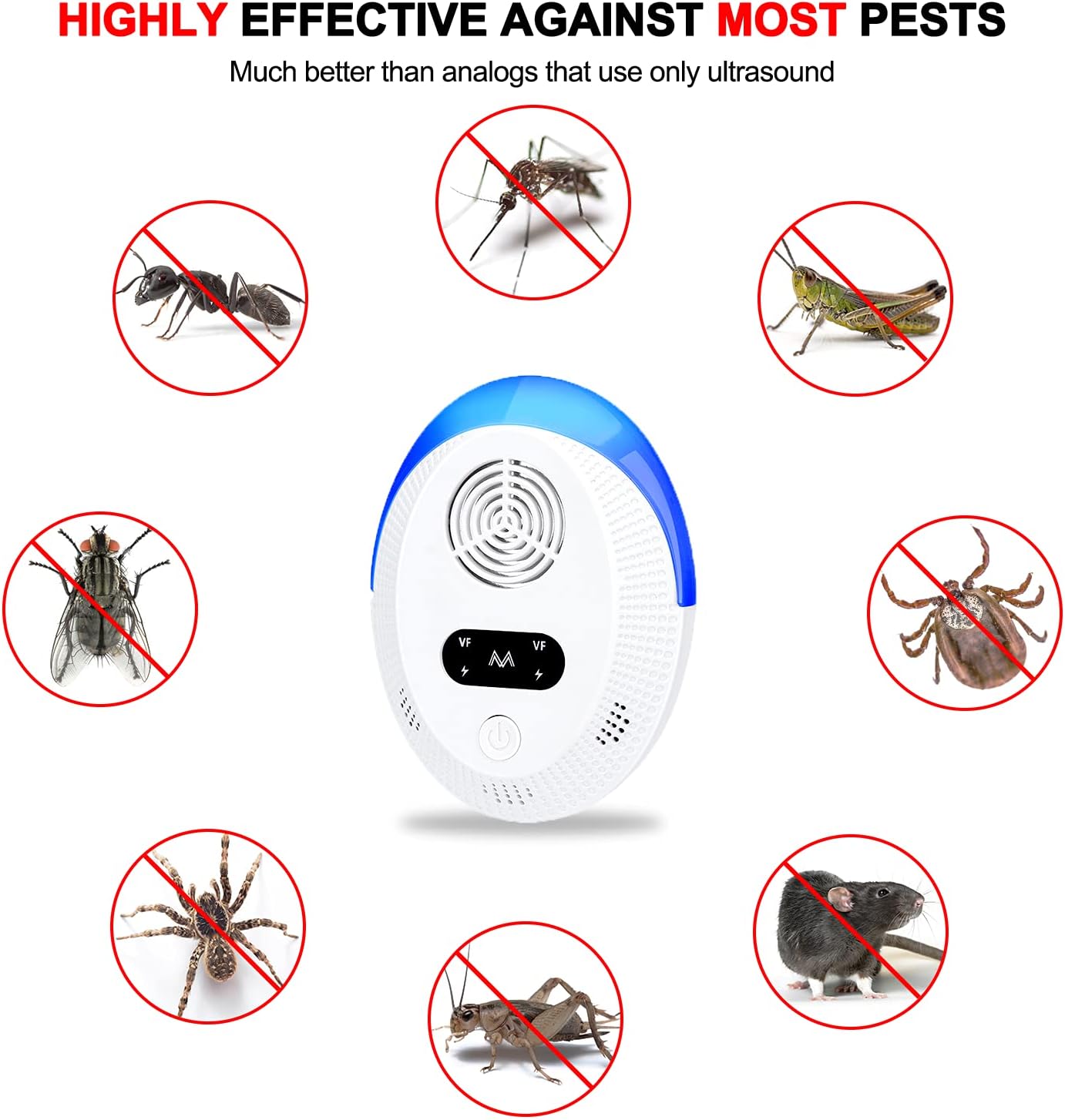 Mouse Repellent, Ultrasonic Pest Repeller Indoor, Pest Control, Pest Repellent for Home,Kitchen, Office, Warehouse, Hotel 6 Packs