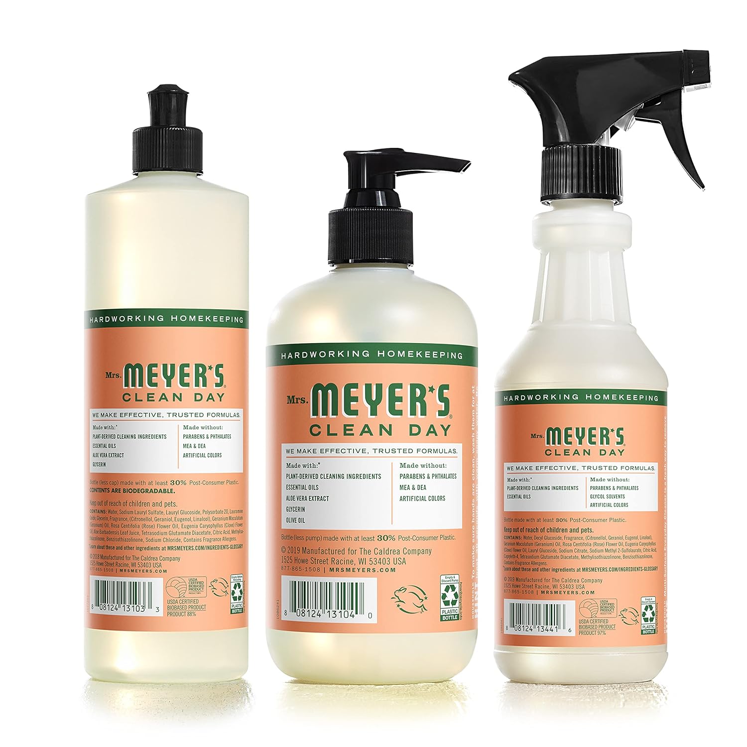 MRS. MEYERS CLEAN DAY Kitchen Basics Set, Includes: Multi-Surface Cleaner, Hand Soap, Dish Soap, Lavender Scent, 3 Count Pack