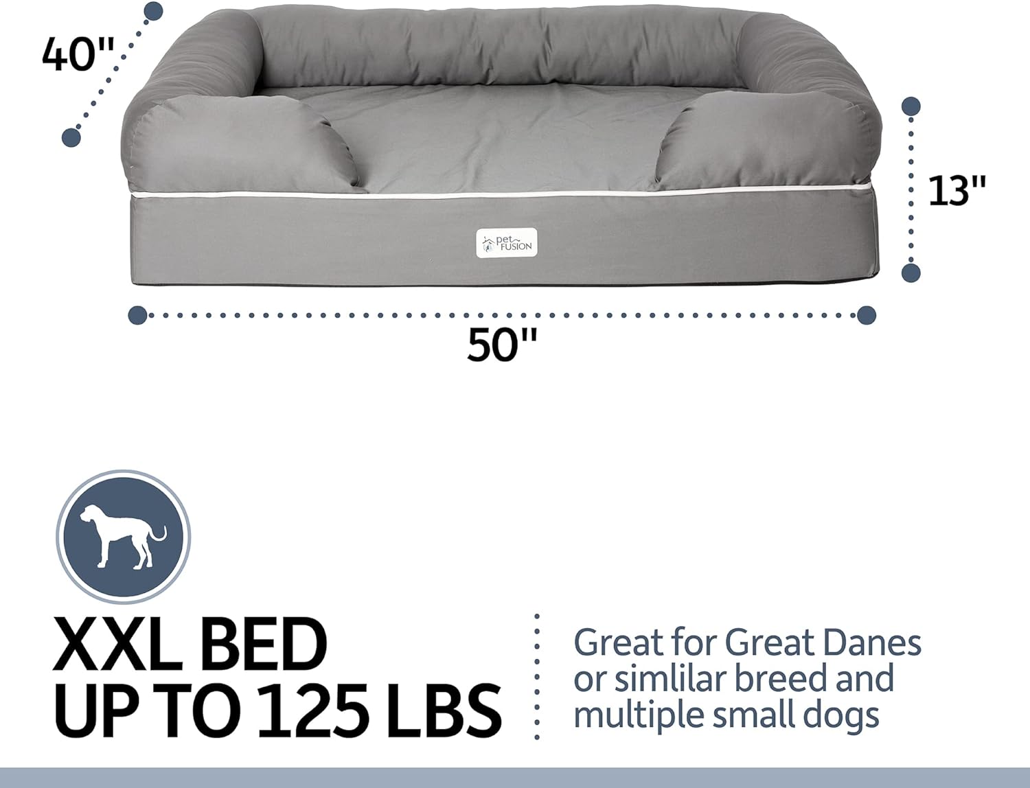 PetFusion Ultimate Dog Bed, Orthopedic Memory Foam, Multiple Sizes and Colors, Medium Firmness Pillow, Waterproof Liner, YKK Zippers, Breathable 35% Cotton Cover
