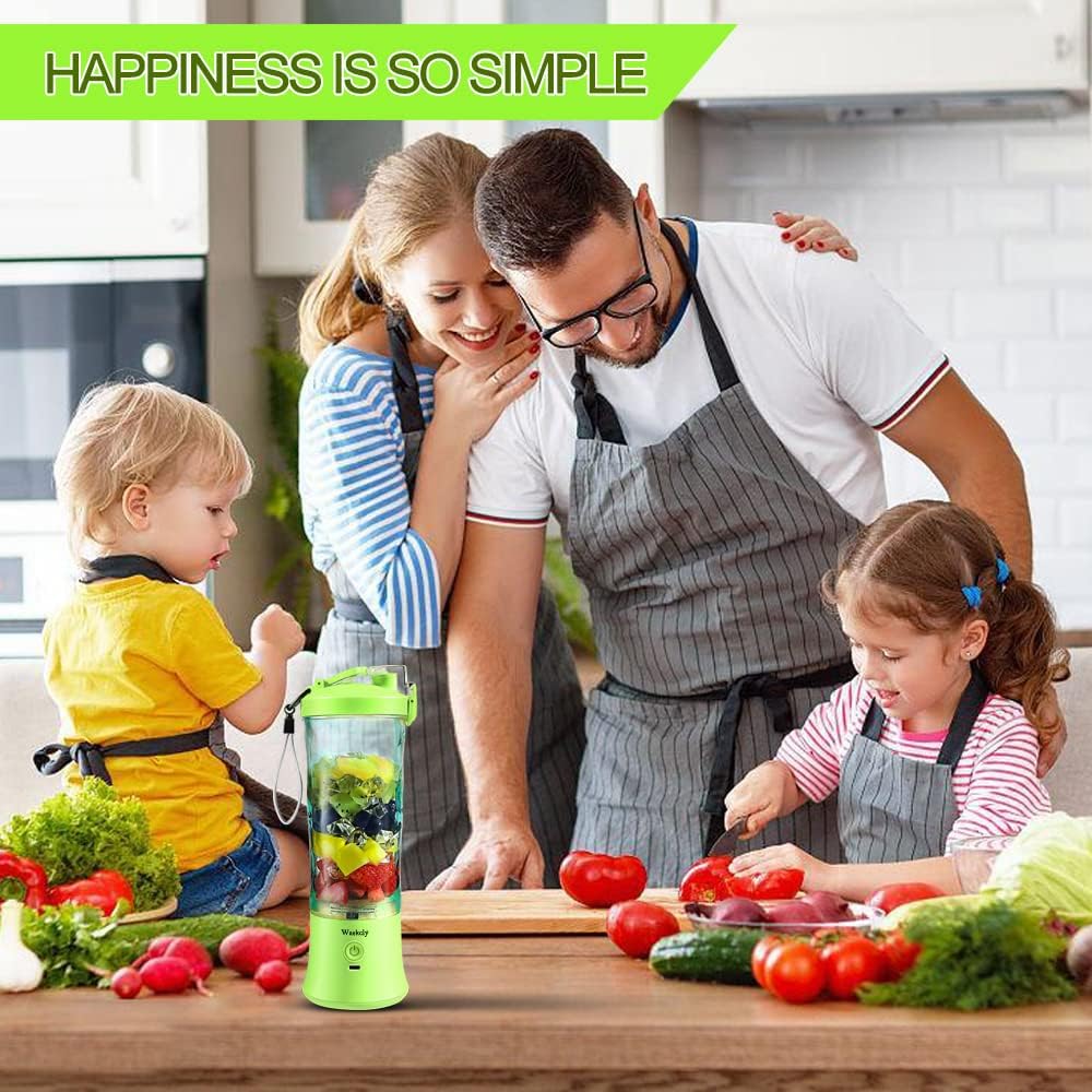 Portable Blender 20 Oz, Personal Size Blender for Shakes and Smoothies with 6 Blades, Mini Small Smoothie Blender Bottles for Kitchen, Home, Travel (Green)