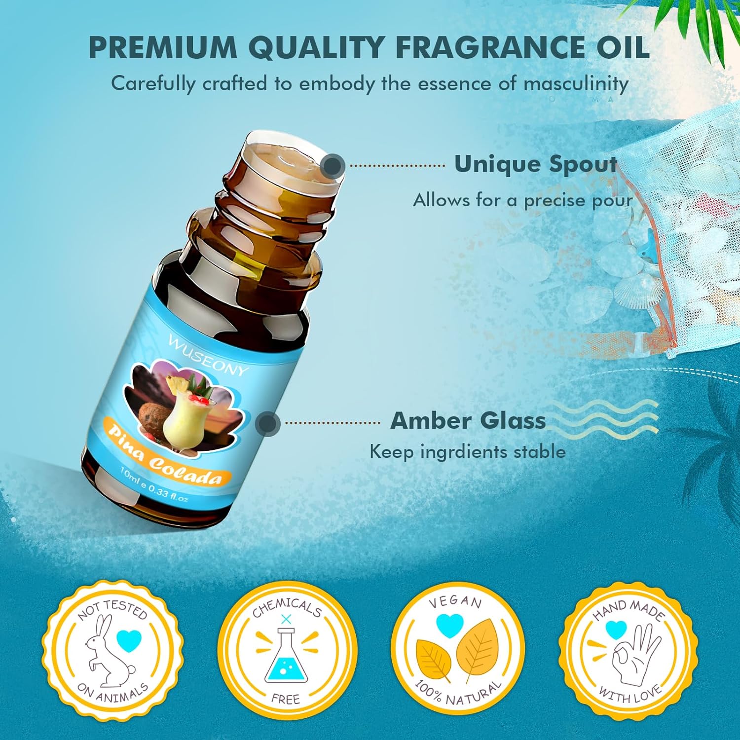 Summer Fragrance Oils Set, Premium Essential Oils for Diffuser, Natural Aromatherapy Oils for Soap Candle Making - Ocean Breeze, Coconut, Pina Colada, Watermelon, Vanilla Ice Cream, Aqua Kiss