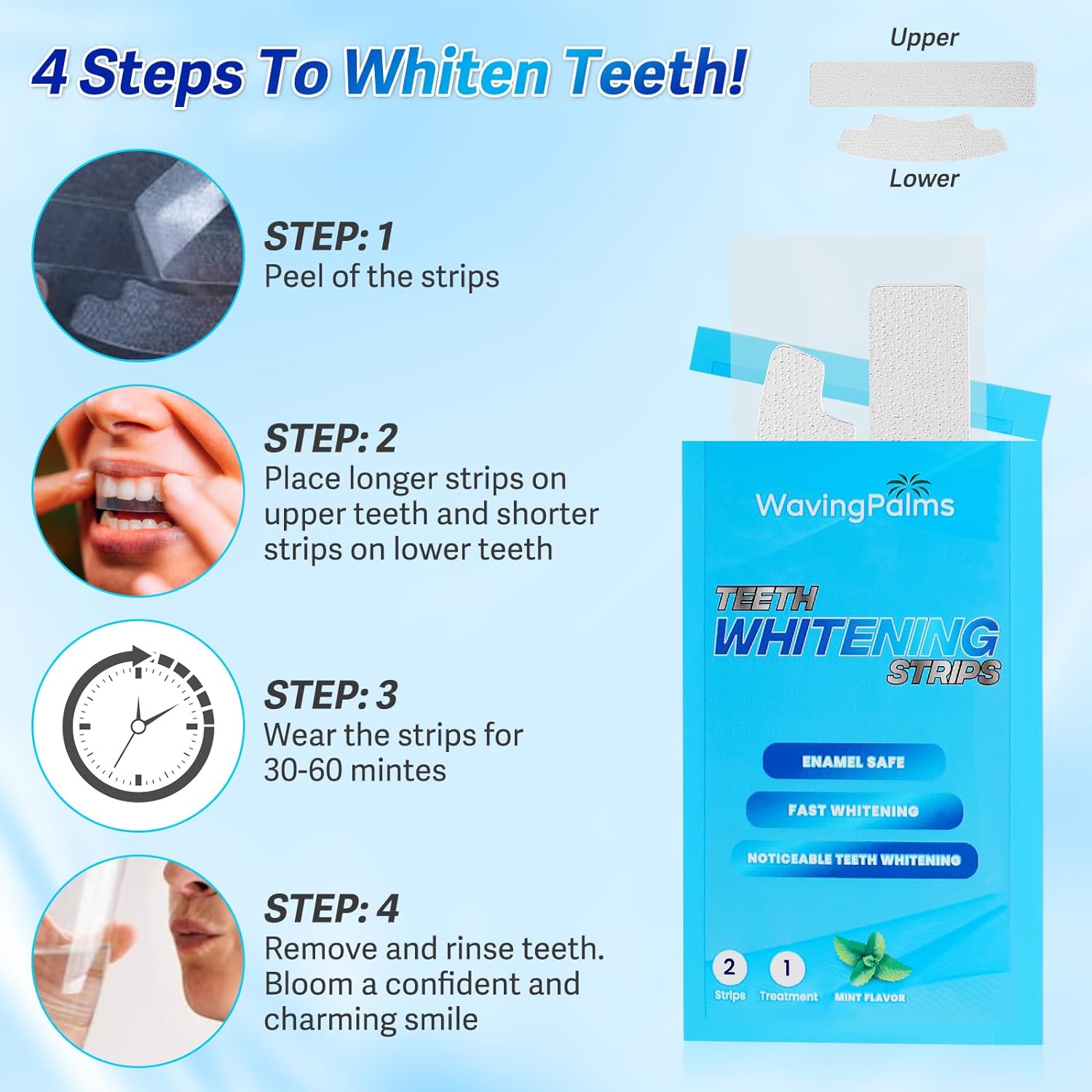 Teeth whitening Strips for Tooth White: Professional Dental Teeth whitening Strips - 28 whitening Strips- White Strips for Teeth whitening for The Perfect Smile
