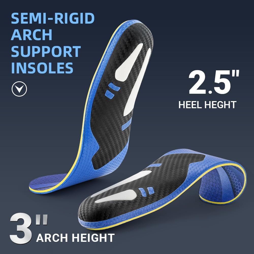 VALSOLE 220+ lbs Plantar Fasciitis High Arch Support Insole for Men Women,Heavy Duty Support Pain Relief Orthotics Insert,Relieve Flat Feet,High Arch,Foot Pain,Standing All Day Boot Work Shoe Insole