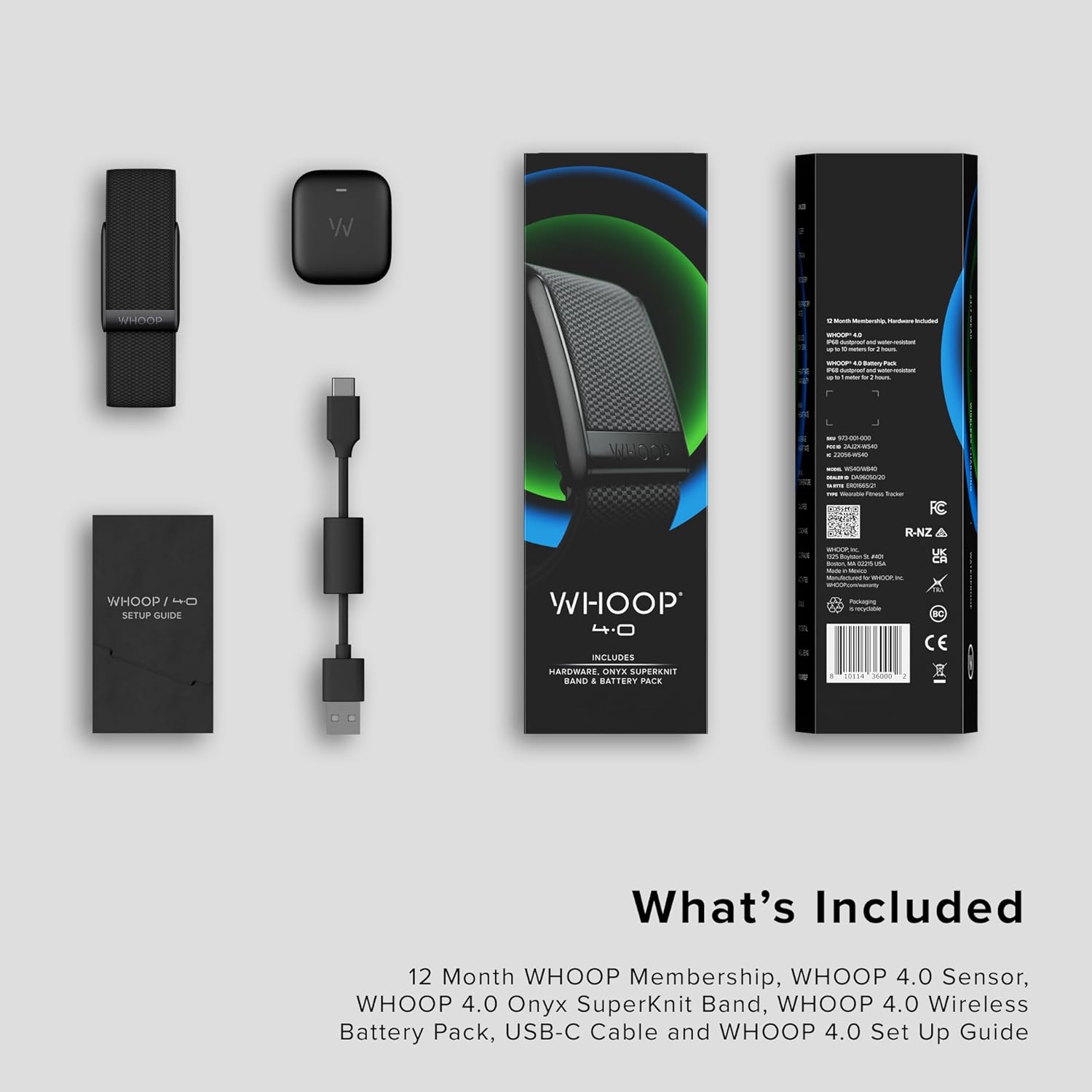 WHOOP 4.0 with 12 Month Subscription – Wearable Health, Fitness  Activity Tracker – Continuous Monitoring, Performance Optimization, Heart Rate Tracking – Improve Sleep, Strain, Recovery, Wellness