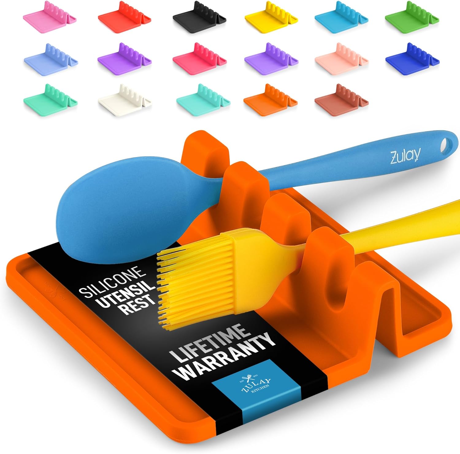 Zulay Kitchen Silicone Utensil Rest - BPA-Free, Durable Spoon Rest with Drip Pad - Heat-Resistant Spoon Rest for Stove Top - Spoon Rest for Kitchen Counter - Kitchen Gadgets  Kitchen Utensils Holder