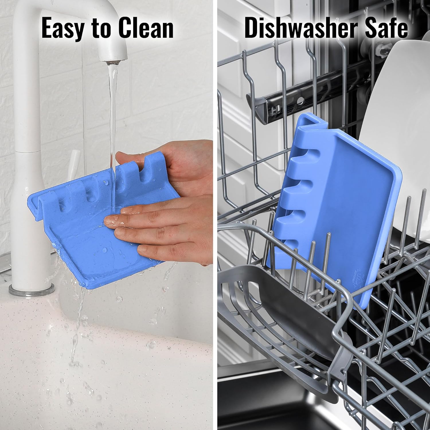 Zulay Kitchen Silicone Utensil Rest - BPA-Free, Durable Spoon Rest with Drip Pad - Heat-Resistant Spoon Rest for Stove Top - Spoon Rest for Kitchen Counter - Kitchen Gadgets  Kitchen Utensils Holder