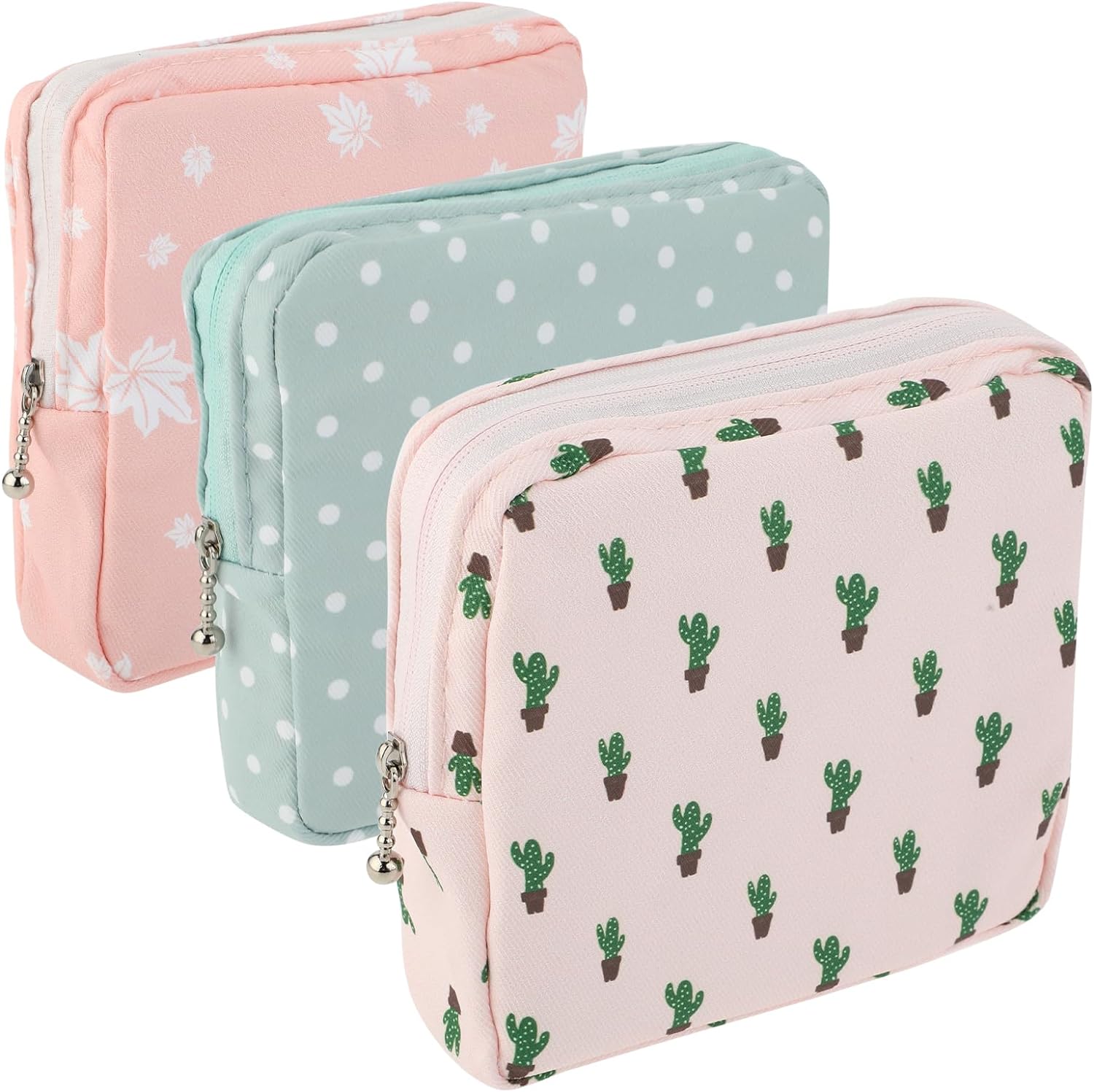 3Pcs Period Bag, Sanitary Pad Storage Bag Samll Period Pouch for Purse Cute Menstrual Period Bag Tampon Pad Holder for Purse, Tampon Organizer Pouch, Feminine Care Period Bags for Teen Girls School