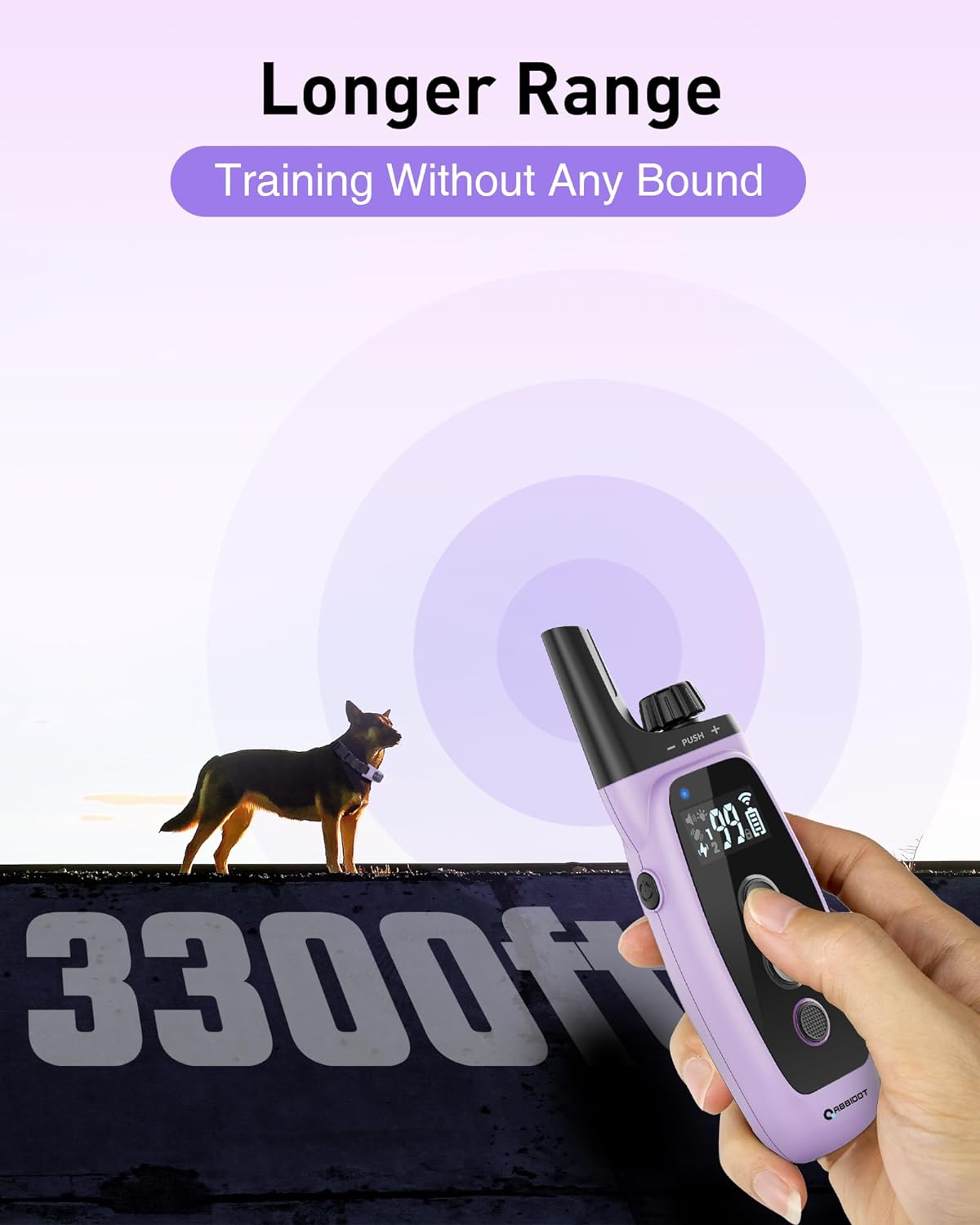 ABBIDOT 3300ft Shock Collar with 151 Levels(for 5~130 Lbs Dogs) - Dog Training Collar - Waterproof E Collar 5 Training Modes Dog Shock Collar for Small Medium Large Dogs