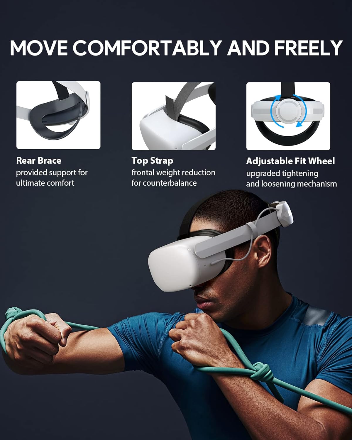 Aubika Head Strap with Battery for Meta/Oculus Quest 2, Extend PlaytimeCounter BalanceFast Charging, Adjustable Elite Strap Replacement Accessories