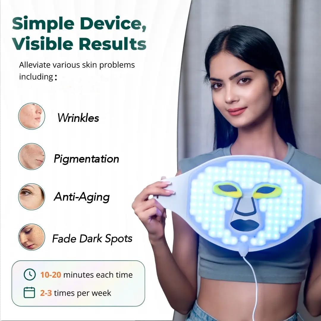 AWA Red Light Therapy Face Mask, Red Light Therapy for Face  Neck, 7 Colors LED Red Light Face Mask Therapy At Home LX300