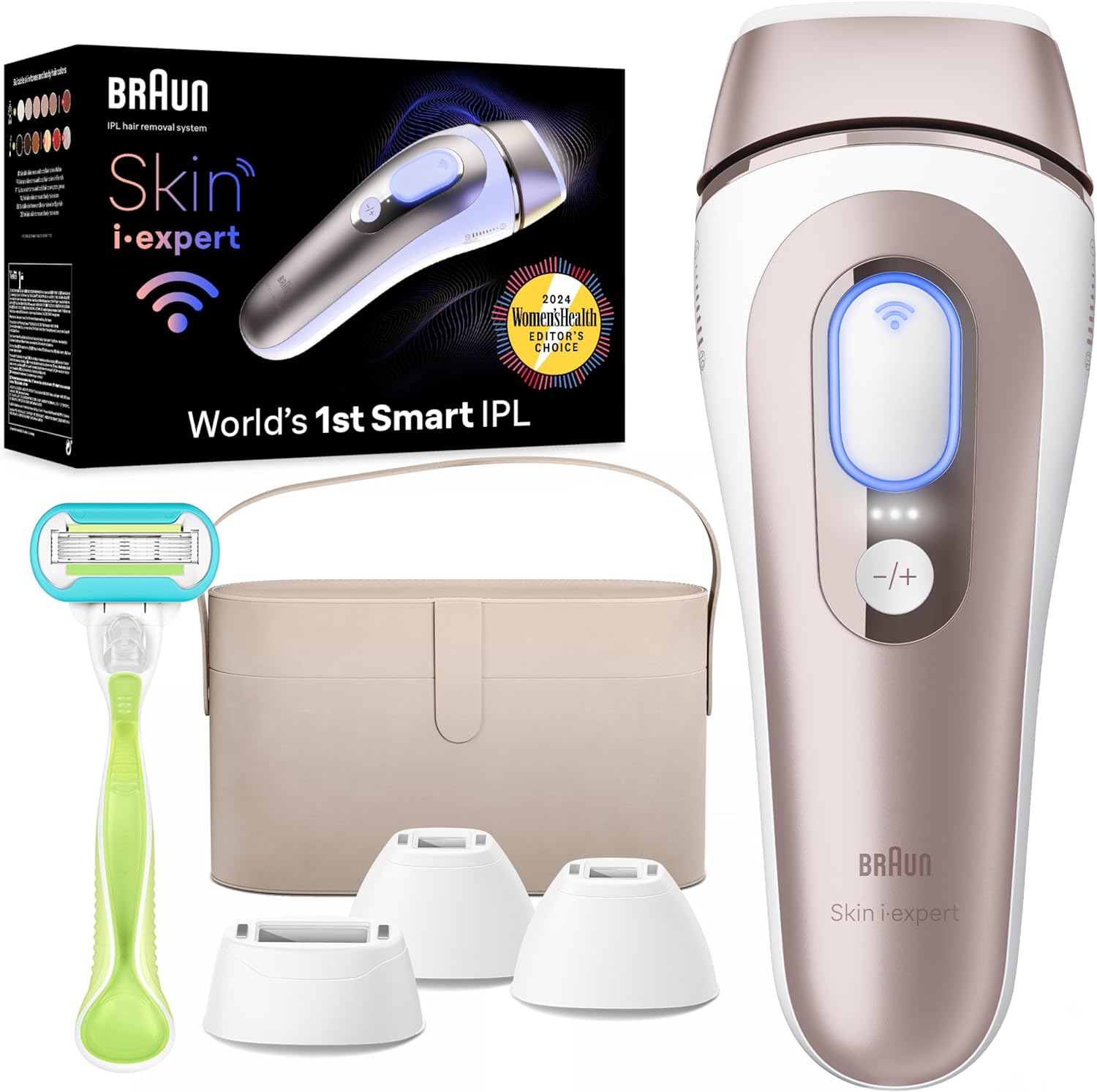 Braun IPL Long-lasting Laser Hair Removal Device for Women  Men, Skin i·Expert, at Home Hair Removal, w/ Free App, Vanity Case, Venus Razor, 4 Smart Heads, Alternative for Laser Hair Removal, PL7387