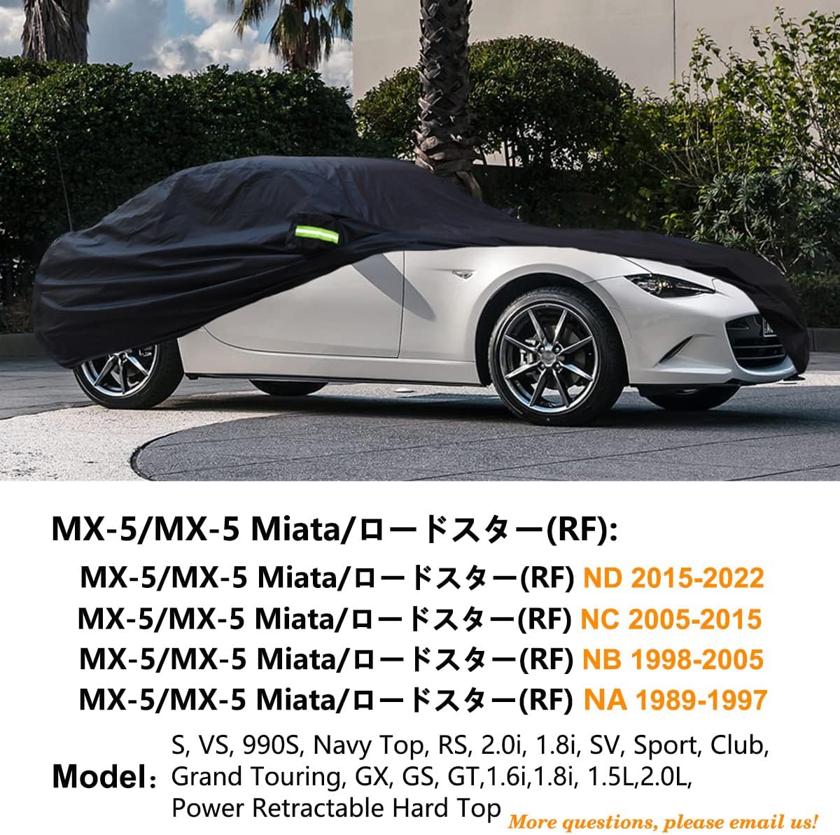 Car Cover Compatible with Mazda MX-5 MX5 RF ND NC NB NA 1989-2023 Convertible, Waterproof All Weather Car Cover with Cotton Lining for MX-5 MK1 MK2 MK3 MK4, Outdoor Rain Snow Car Cover