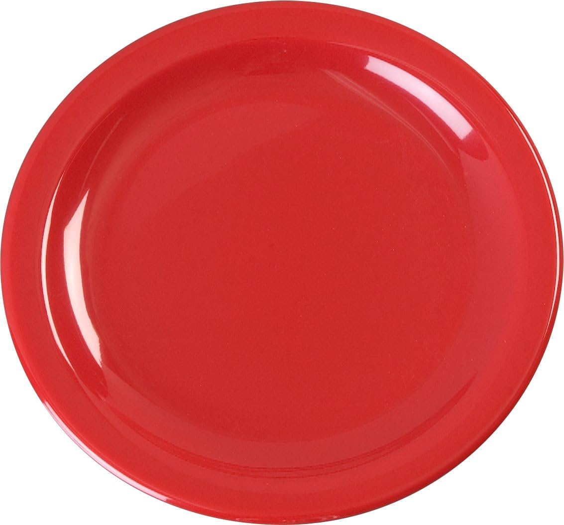 Carlisle FoodService Products Kingline Reusable Plastic Plate Dessert Plate for Home and Restaurant, Melamine, 6.5 Inches, White, (Pack of 48)
