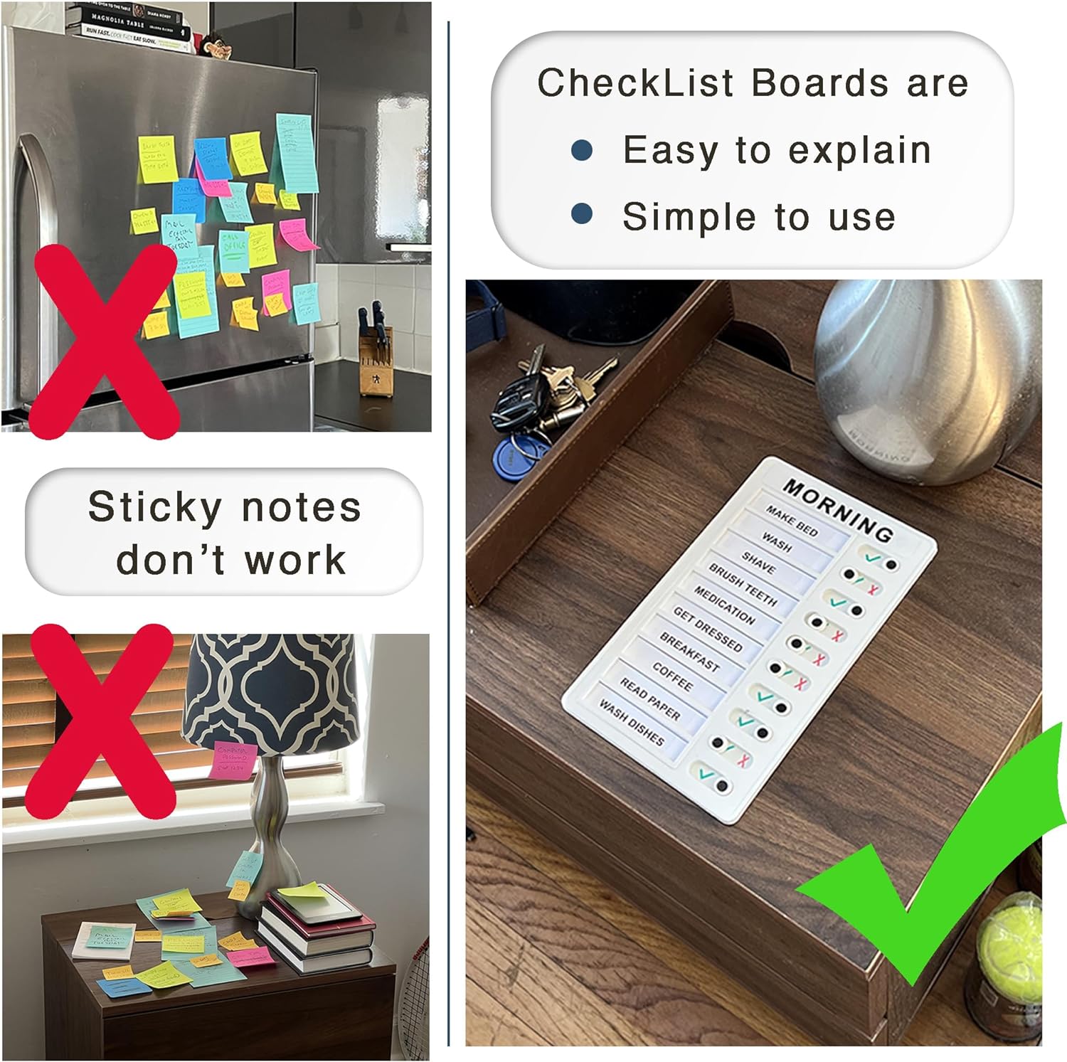 | Checklist Boards for Adults | Memory Loss Gadget for Elderly and Dementia aid | Alzheimers Activities | to Do List | Daily Planner | Caregiver Supplies |