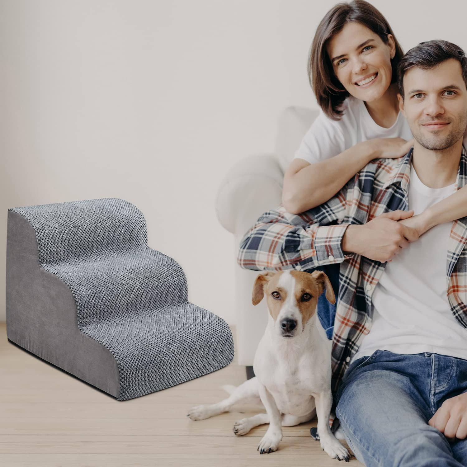 Chic Threads Dog Stairs for High Beds, 4-Step Dog Steps for Couch, Pet Stairs for Small Dogs and Cats, Non-Slip, Stable Indoor Dog Steps for high Bed