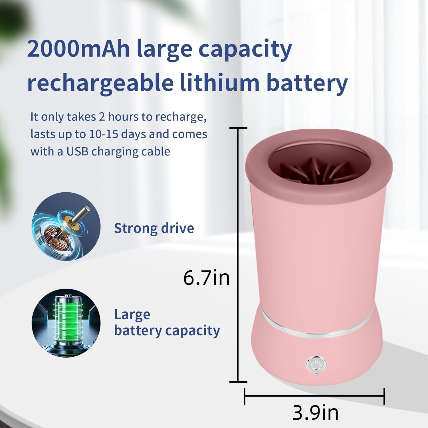 Dog Paw Cleaner，Automatic paw cleaner for dogs, type-c Charging, Small, MediumPets Can Be Used easy to carry (White)