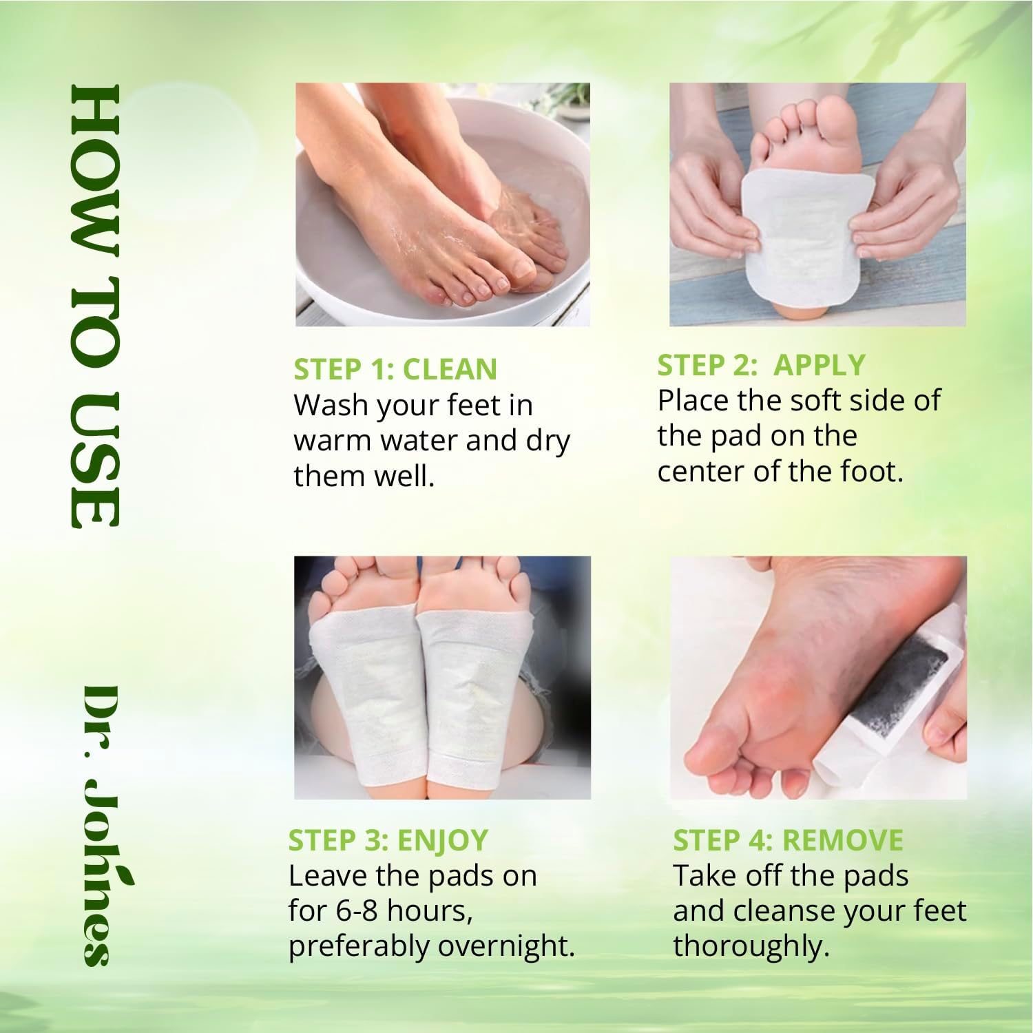 Dr. Johnes Deep Cleansing Foot Pads, Foot Paches, Bamboo Foot Paches, Ginger Foot Pads for Better Sleep 10 PCS