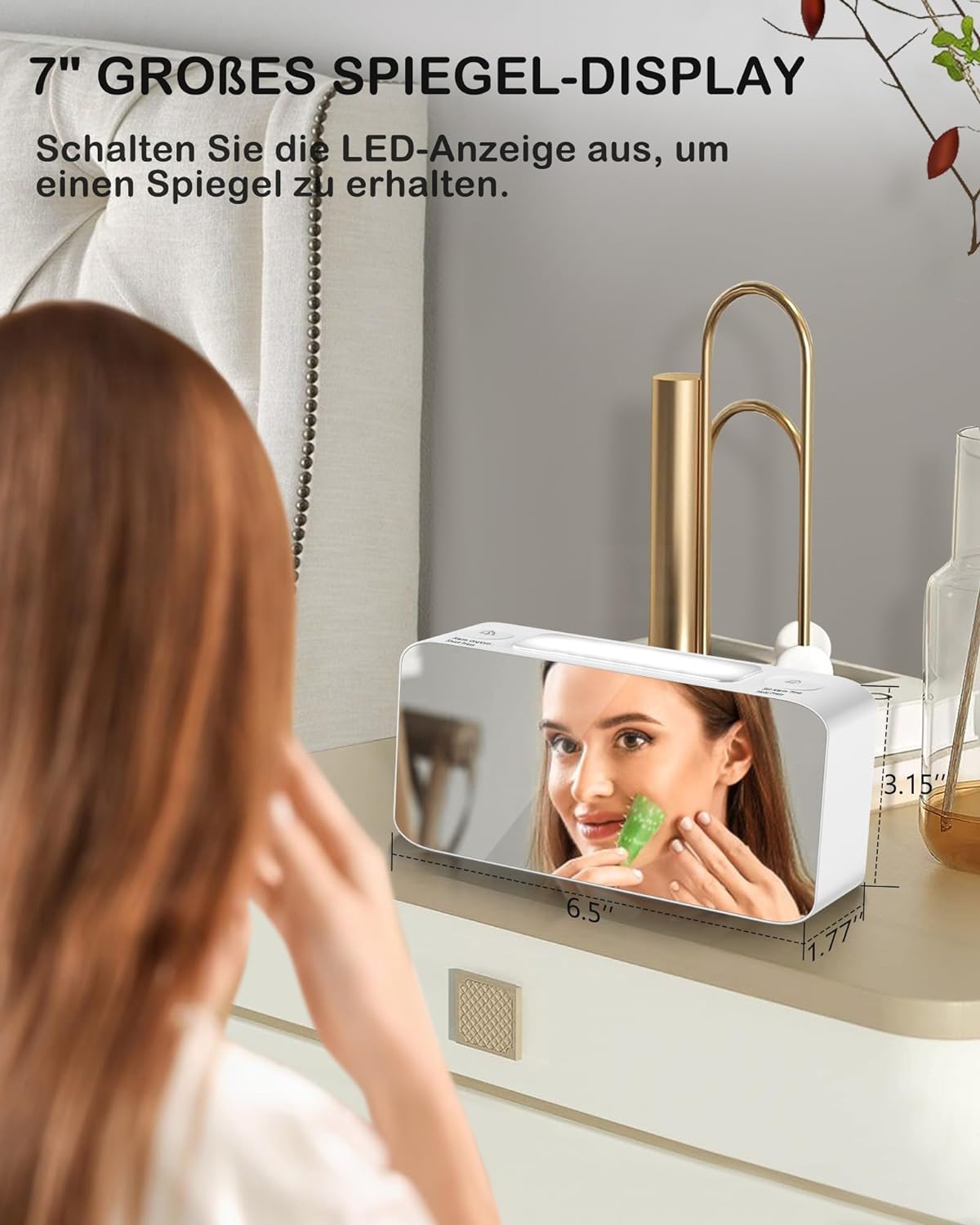 Dynamic RGB Mirror Alarm Clock for Bedroom, 15-Color Mode/7 Large LED Screen/3 Dimmer + OFF,7 Color Nightlight,2 USB Phone Charger,5-Level Loud Alarm,12/24H,Plug in Rainbow Clock for Kid Deep Sleeper