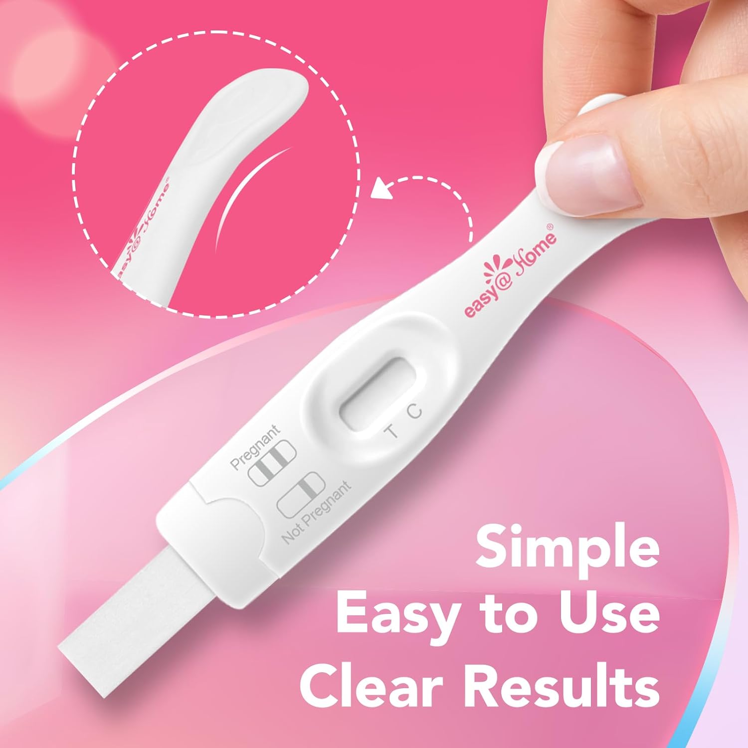 Easy@Home Pregnancy Test Sticks: Early Detection with Ultra High Sensitivity - Easy to Use at Home Rapid Result - Pregnancy Tests with Curved Handle | 5 Pack