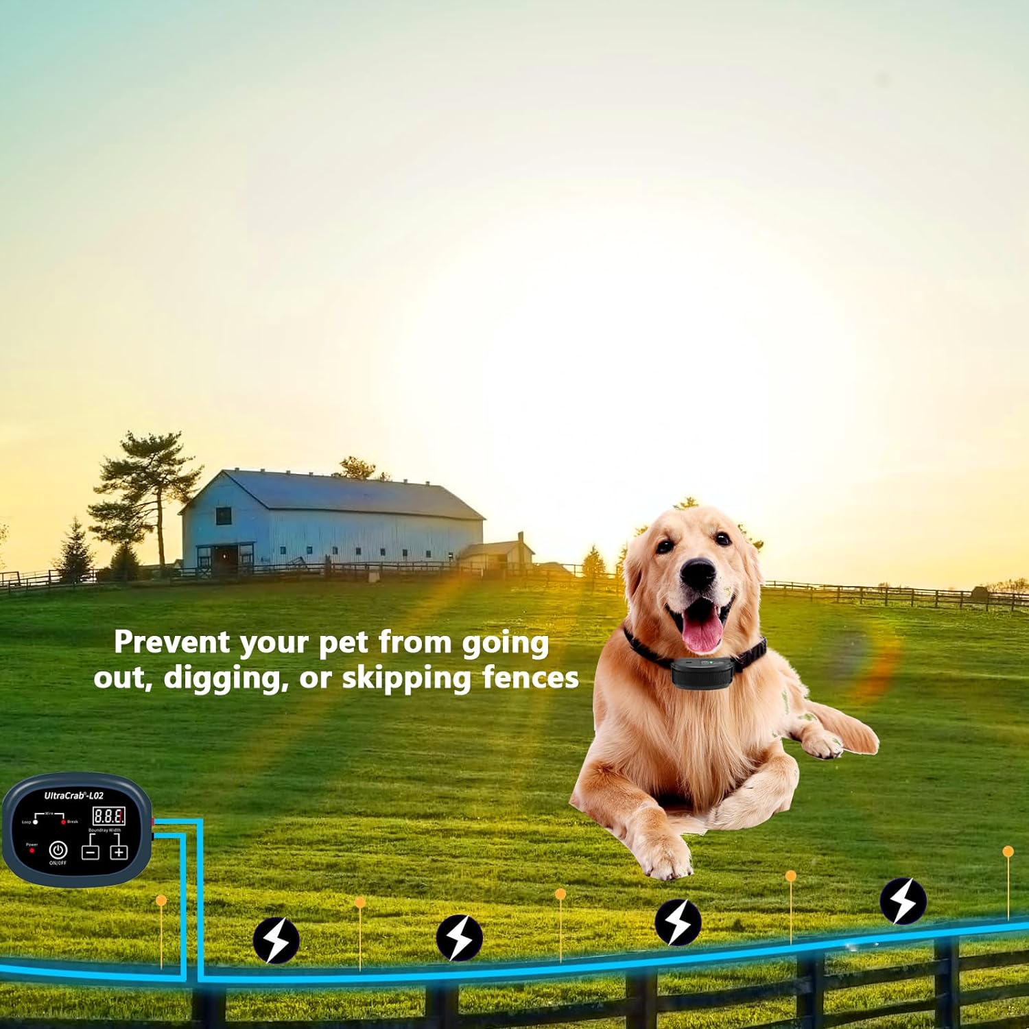 Electric Fence for 2 Dogs， In-Ground Pet Fence - Underground Electric Pet Fence System with Waterproof and Rechargeable Training Collar - Electric Fence for 2 Dogs