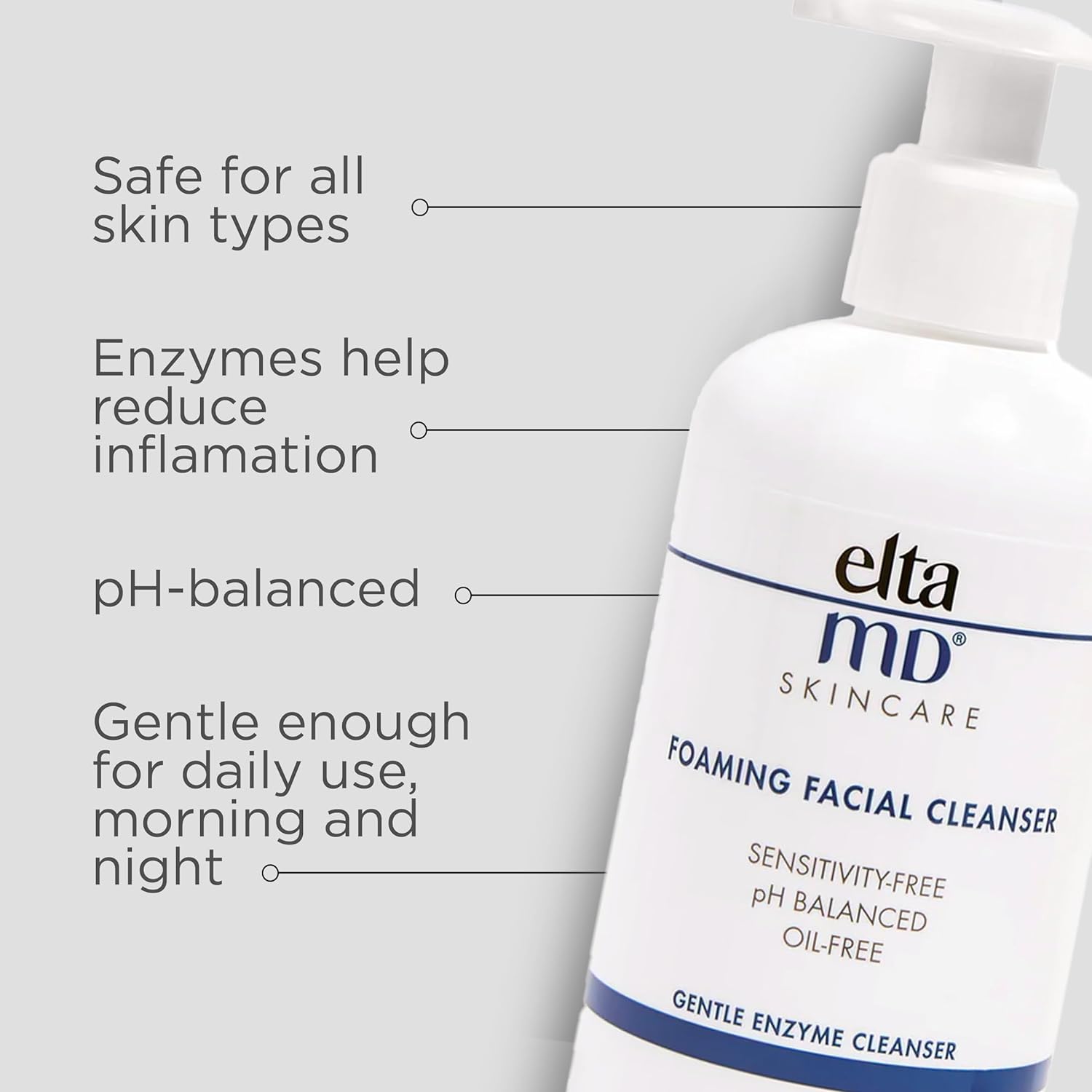 EltaMD Foaming Facial Cleanser, Gentle Foaming Face Wash and Makeup Remover, Oil Free, Helps Reduce Skin Inflammation, Removes Dead Skin Cells and Skin Impurities, Safe for All Skin Types (2 Pack)