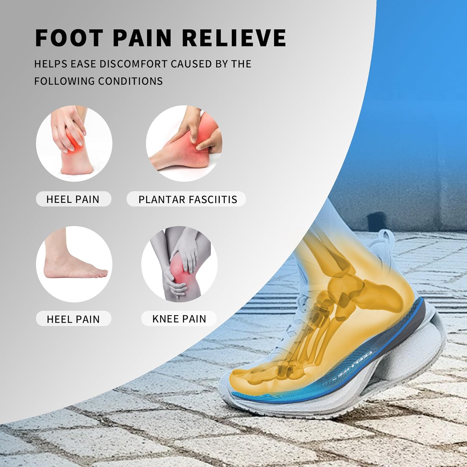FEELLIFE Plantar Fasciitis Relieve Feet Insoles,Arch Supports Shoe Insoles for Flat Feet,Orthotic Inserts for Foot  Heel Pain [Men 8-8 1/2 | Women 10-10 1/2]