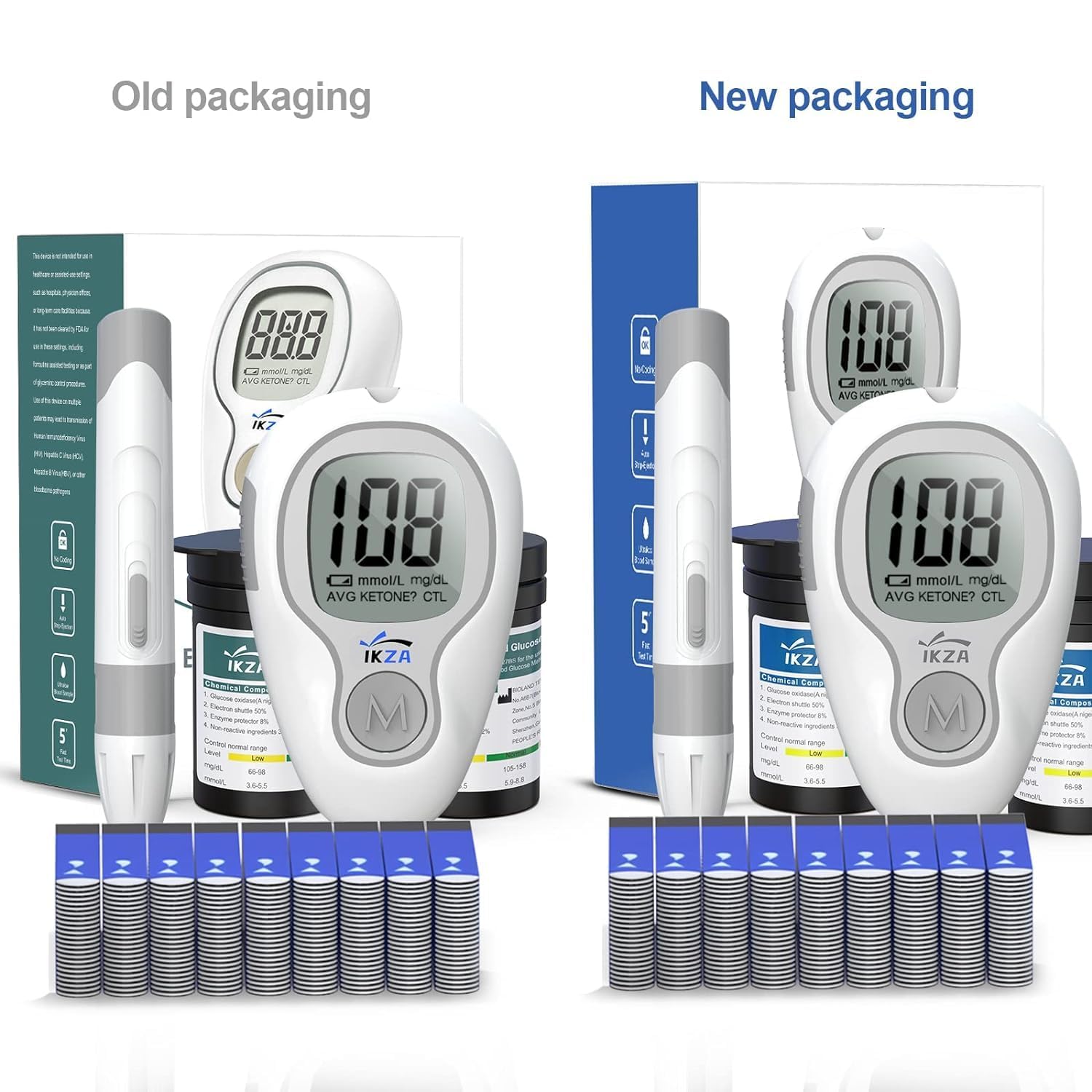 G-427B Blood Glucose Monitor Kit, Blood Sugar Test Kit with Lancing Device, 100 Test Strips and 100 Lancets, Glucose Meter for Home Use,Portable Glucometer, Smart Testing Kit