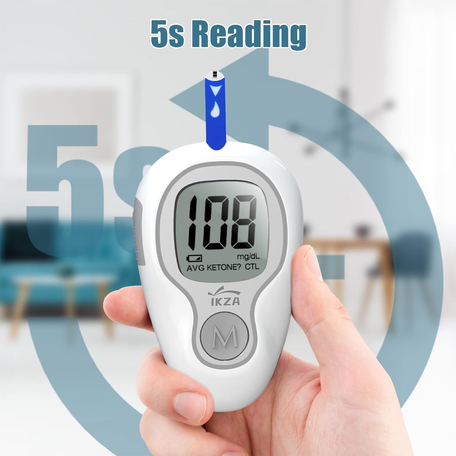 G-427B Blood Glucose Monitor Kit, Blood Sugar Test Kit with Lancing Device, 100 Test Strips and 100 Lancets, Glucose Meter for Home Use,Portable Glucometer, Smart Testing Kit