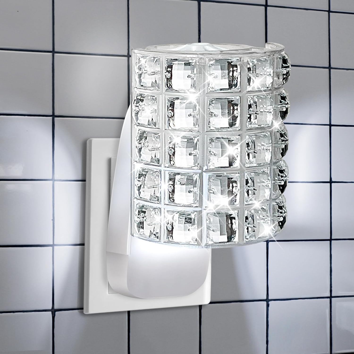 Hohean Wall Fragrance Plug in with Night Light, Compatible with Bath  Body Works WallFlower Fragrance, Wall Plug Essential Oil Diffuser with Nightlight for Home, Office (Square Rhinestone, White)
