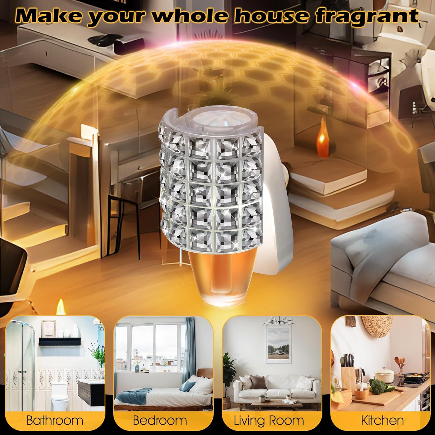 Hohean Wall Fragrance Plug in with Night Light, Compatible with Bath  Body Works WallFlower Fragrance, Wall Plug Essential Oil Diffuser with Nightlight for Home, Office (Square Rhinestone, White)