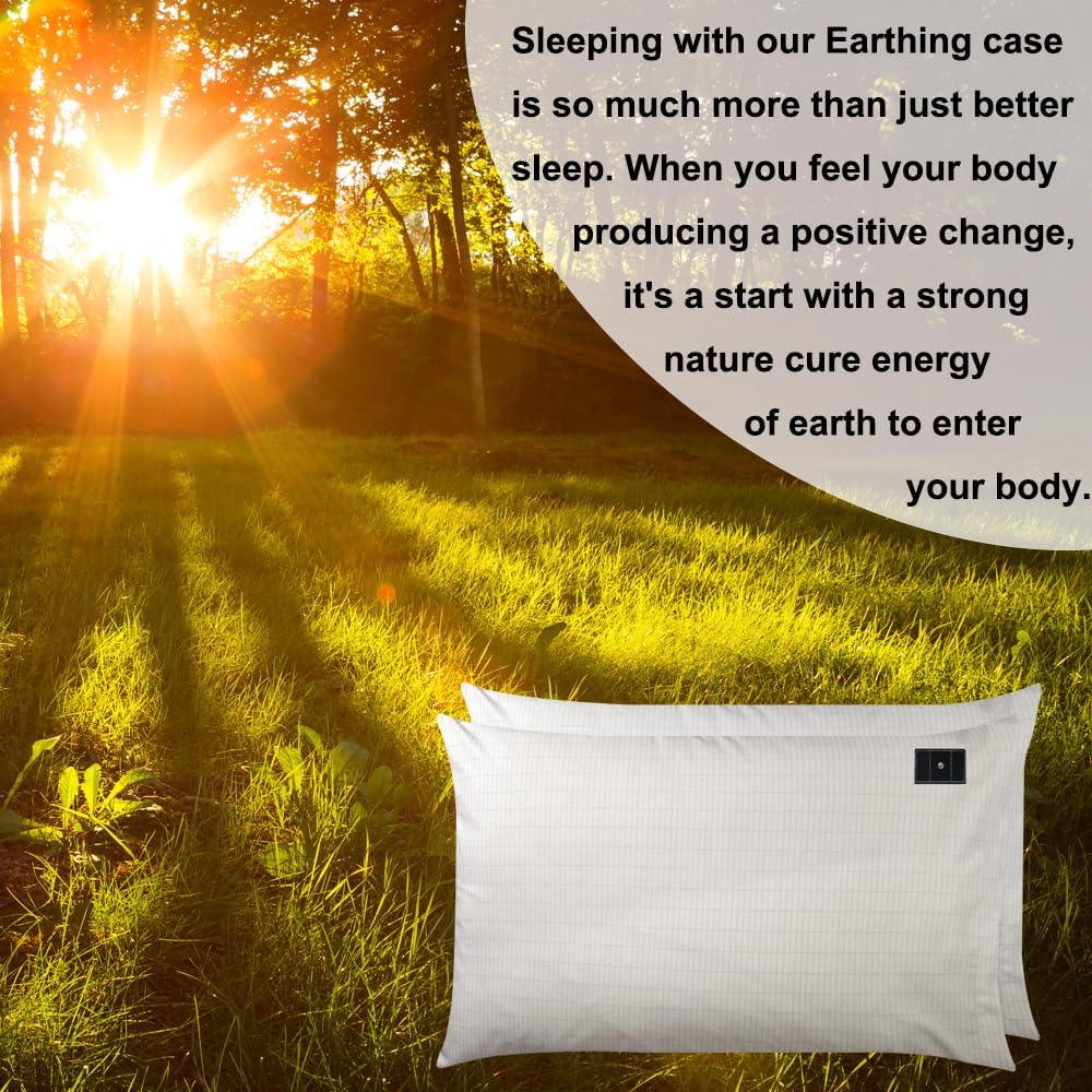 ibowee Grounding Piowcase 2 Pack, Conductive Pillowcase with US Cord for Natural Wellness and Healthy Earth Energy, 19.7 * 30 inch (Begie)