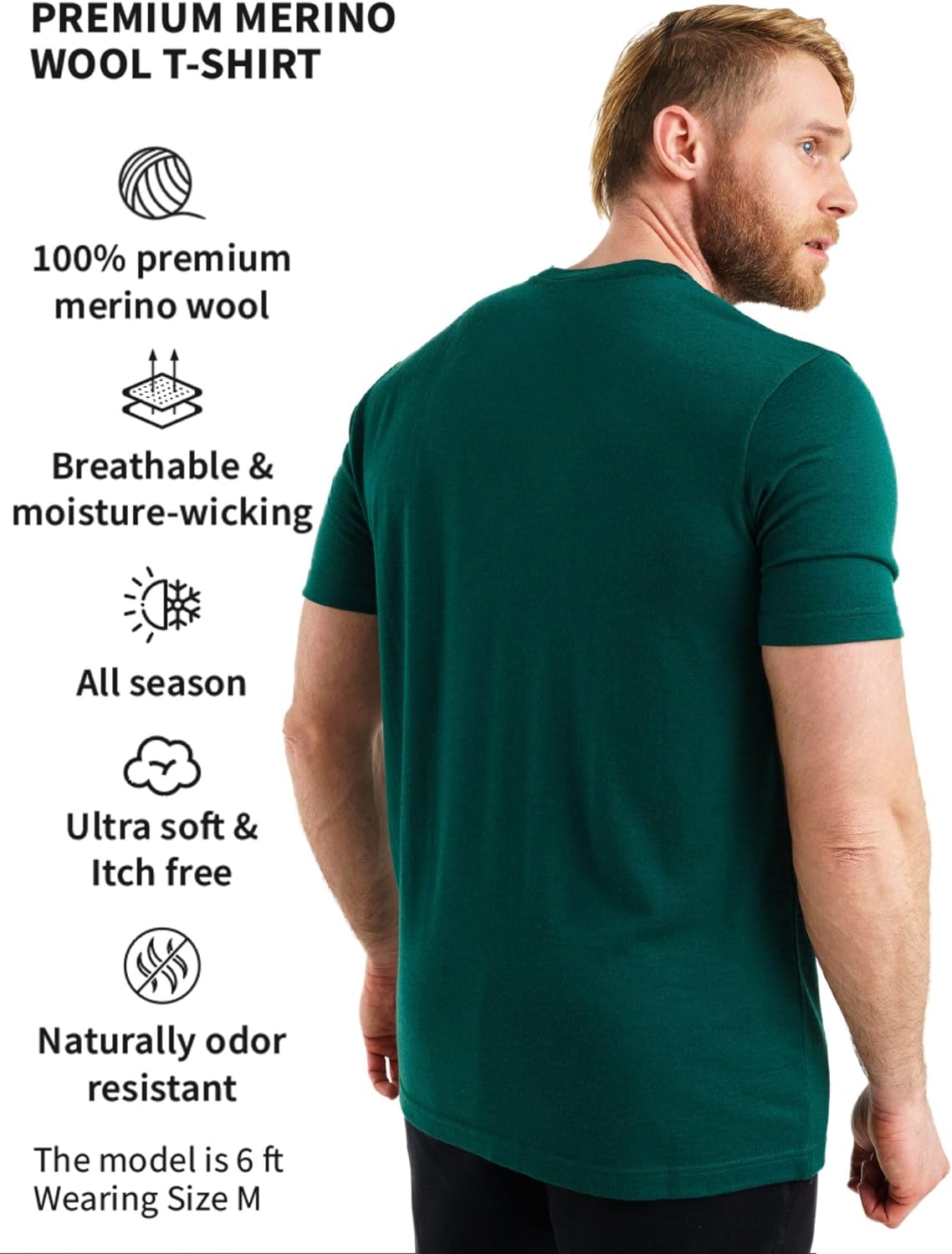 Merino.tech Merino Wool T-Shirt Mens - 100% Organic Merino Wool Undershirt Lightweight Base Layer