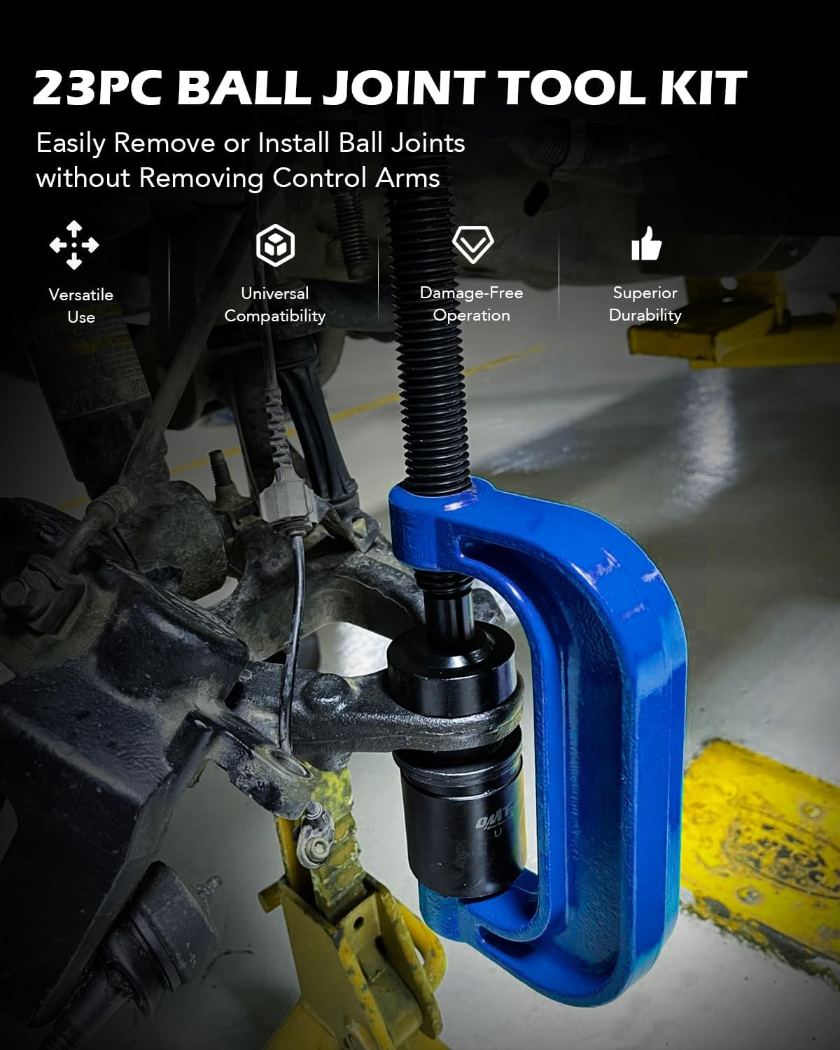 Orion Motor Tech Master Ball Joint Press Kit, 23pc Ball Joint Press  U Joint Removal Kit with Sockets and Universal Adapters, Heavy Duty Ball Joint Tool Set for Most 2WD 4WD Cars Light Trucks SUVs