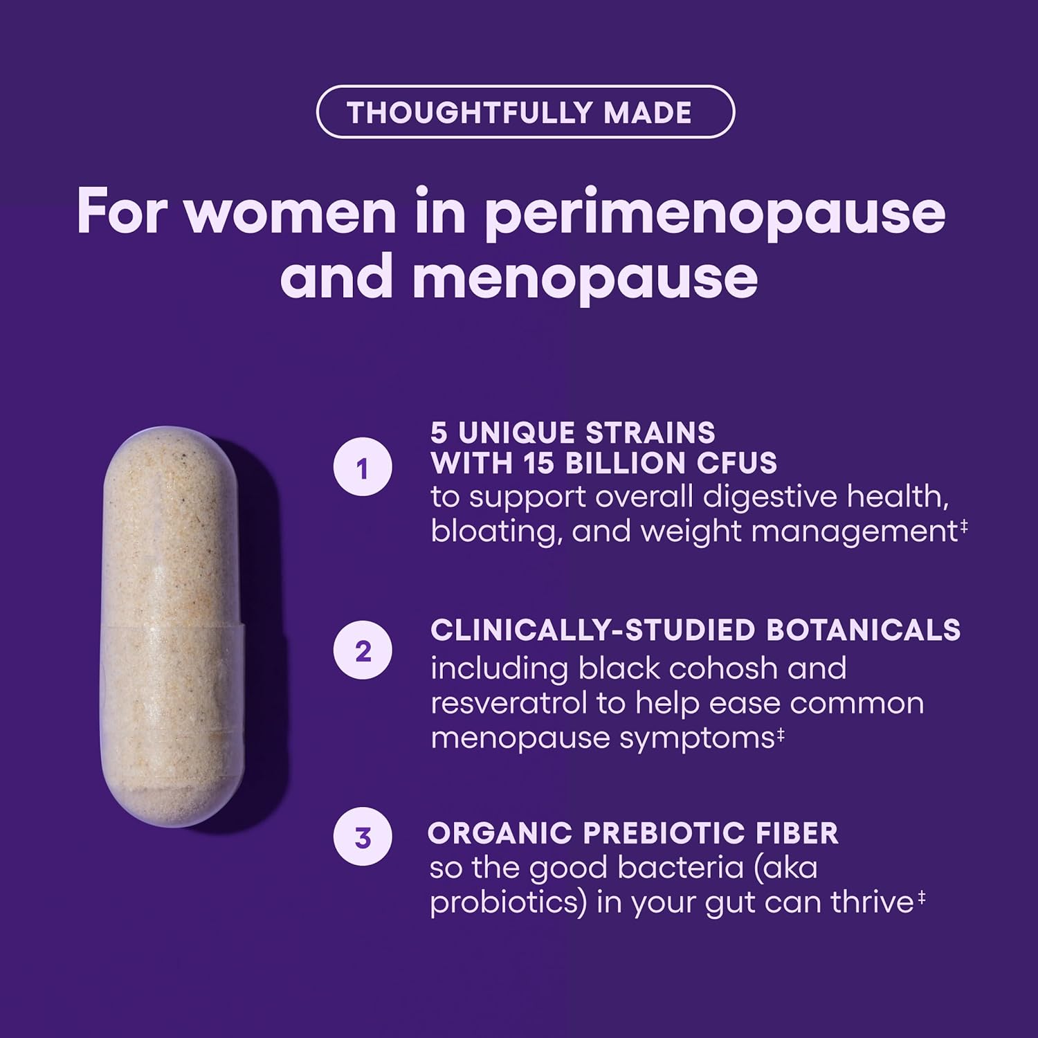 Physicians Choice Menopause Probiotic Supplement for Women - Supports Hormone Balance, Hot Flashes, Night Sweats, Weight Management, Bloating  Gut Health - with Black Cohosh, Resveratrol+ - 30ct