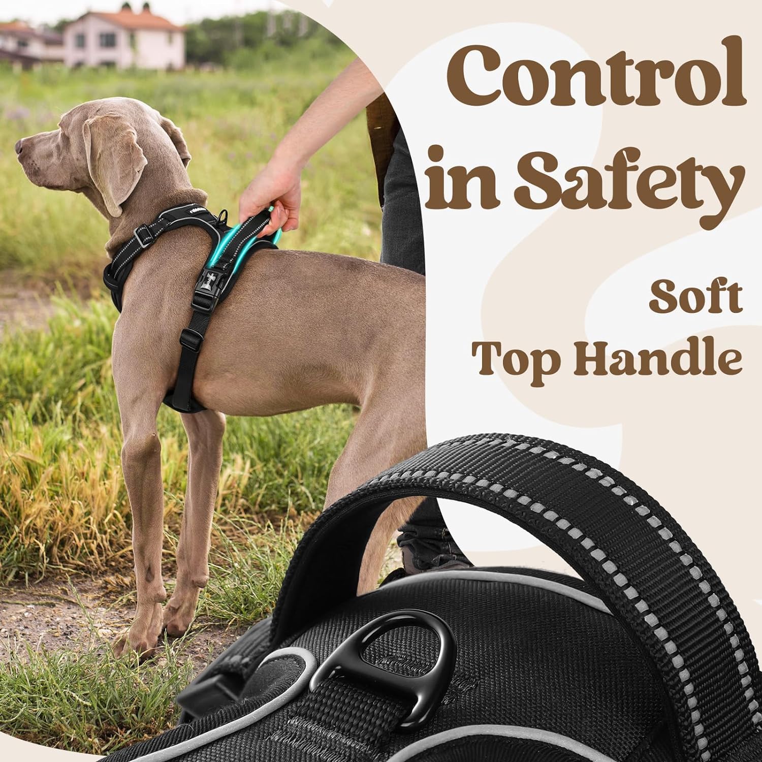 rabbitgoo Dog Harness for Large, No Pull Pet Harness with 3 Buckles, Adjustable Soft Padded Dog Vest with Instant Control Handle, Easy Walking Reflective Pet Vest for Extra Large Dogs, Orange, XL