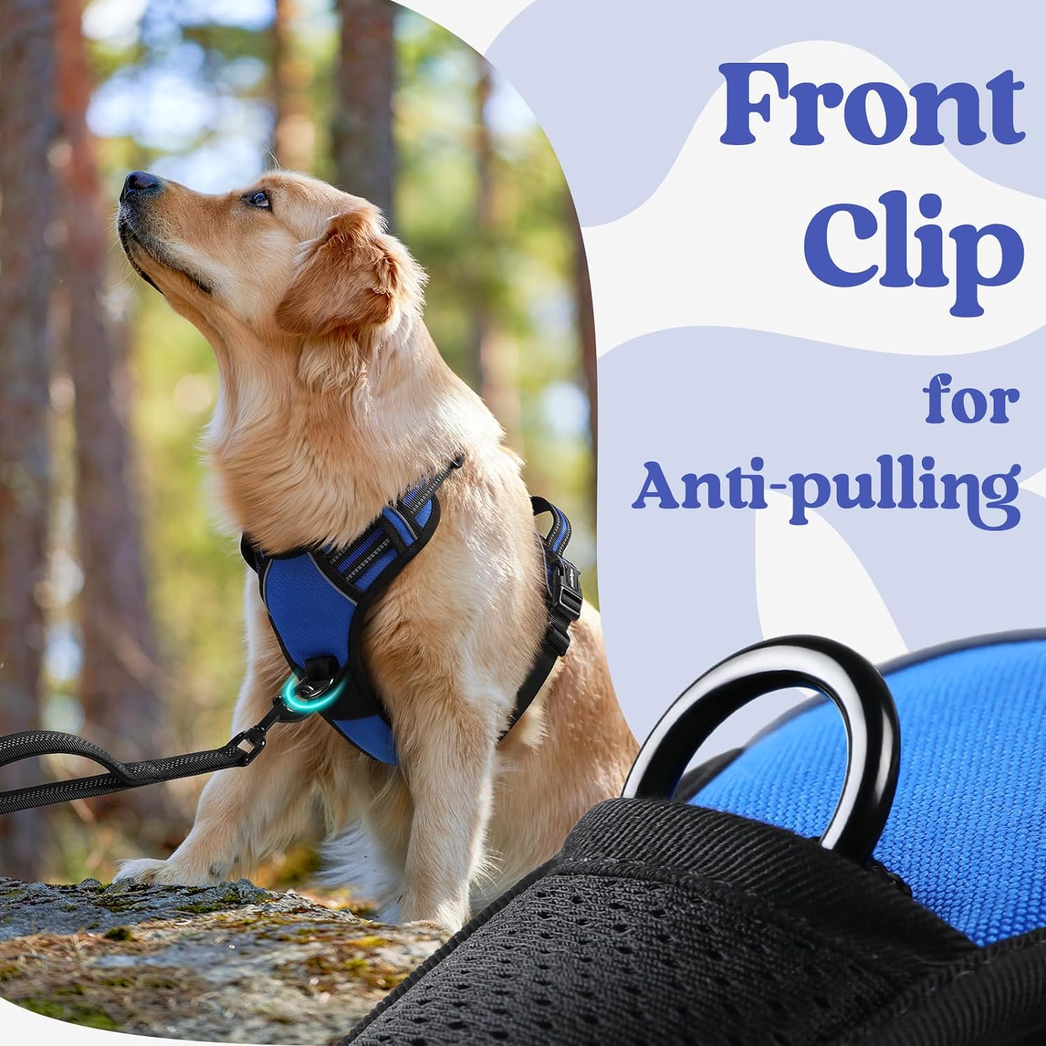 rabbitgoo Dog Harness for Large, No Pull Pet Harness with 3 Buckles, Adjustable Soft Padded Dog Vest with Instant Control Handle, Easy Walking Reflective Pet Vest for Extra Large Dogs, Orange, XL