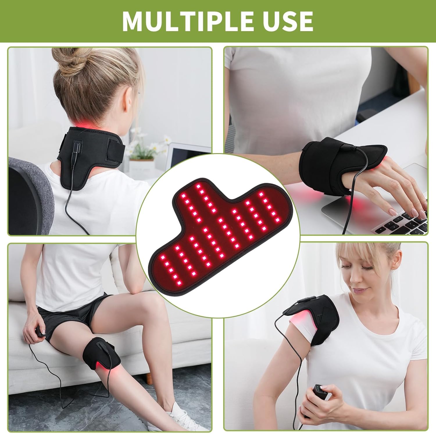 Rechargeable Red Light Therapy Neck Wrap, Infrared Light Therapy for Body Pain Relief, Portable Red Light Therapy Belt for Neck Shoulder at Home Office Travel