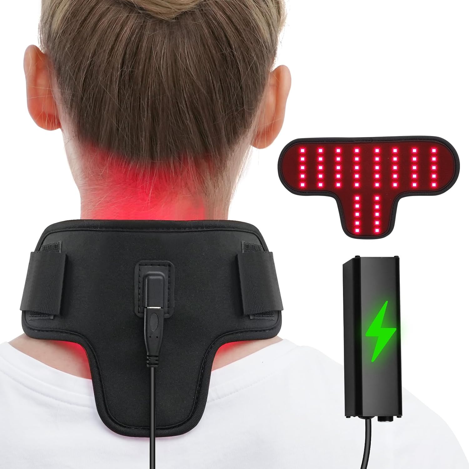 Rechargeable Red Light Therapy Neck Wrap, Infrared Light Therapy for Body Pain Relief, Portable Red Light Therapy Belt for Neck Shoulder at Home Office Travel