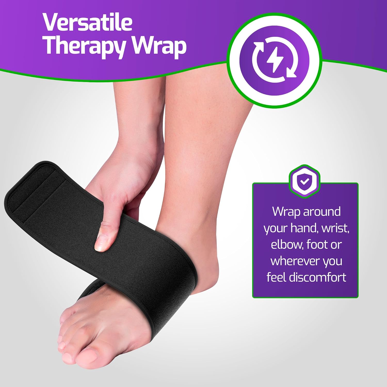 Reusable Hot Cold Ice Pack - Therapy Gel Pack for Muscle Pain, Bruises - Movable Pack with Velcro Closure for Foot, Ankle, Elbow, Arm - Ice Packs for Injuries Reusable, Ankle Ice Pack