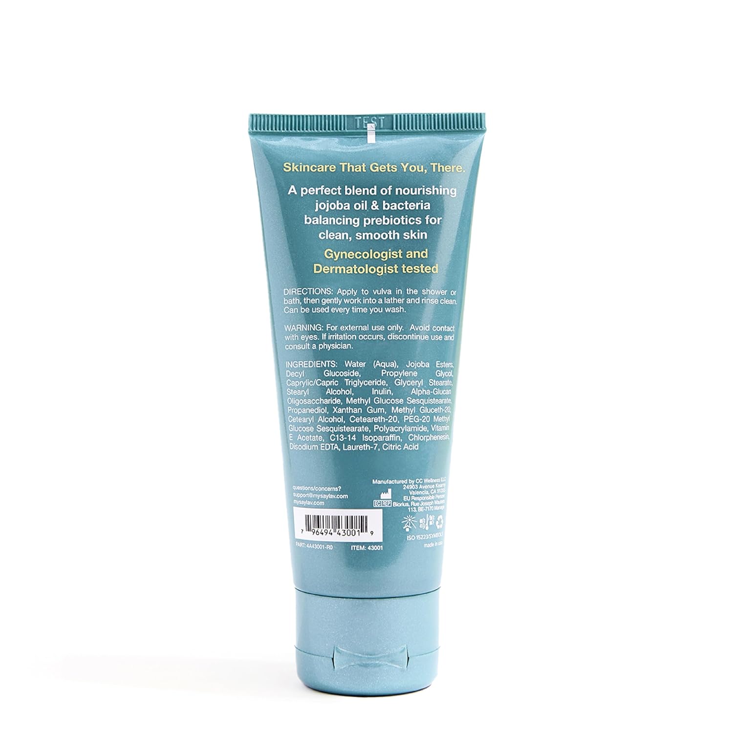 SAY LA V. Nourishing Veauty Feminine Wash, Intimate Vulva Hygiene with Prebiotics, Jojoba, Vitamin E, pH Balanced, Fragrance-Free, Gyno  Derm Tested, 3.4 Fl Oz