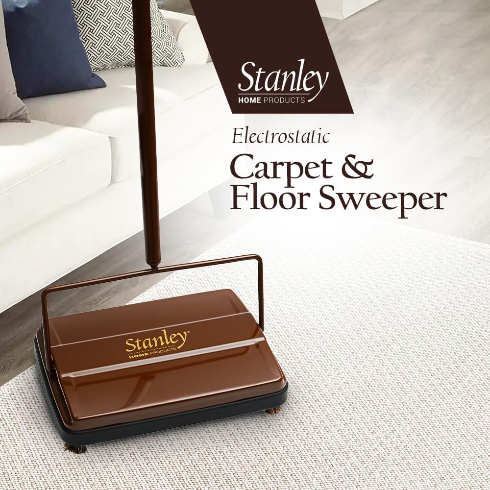 STANLEY HOME PRODUCTS Electrostatic Carpet  Floor Sweeper - Heavy Duty Lightweight Floor Cleaner - Suitable for Smooth Floors and Low Pile Rugs  Carpeting No Electricity Needed